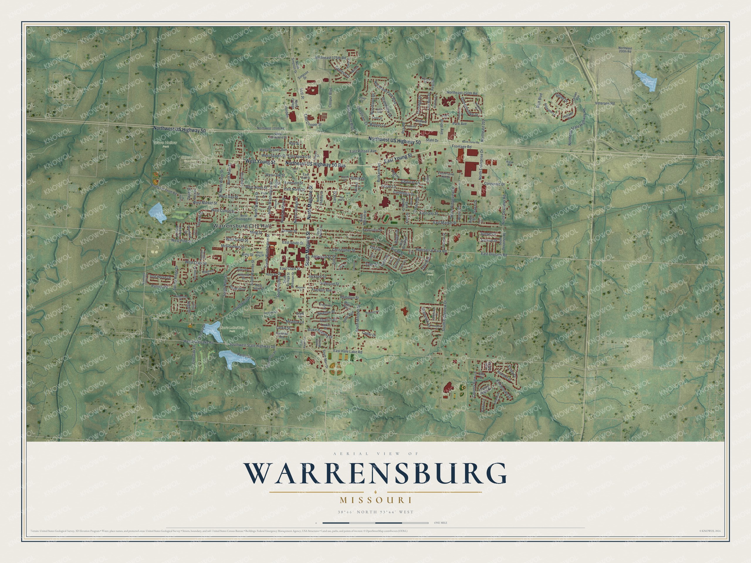 Watermarked full-map preview of Warrensburg, Missouri