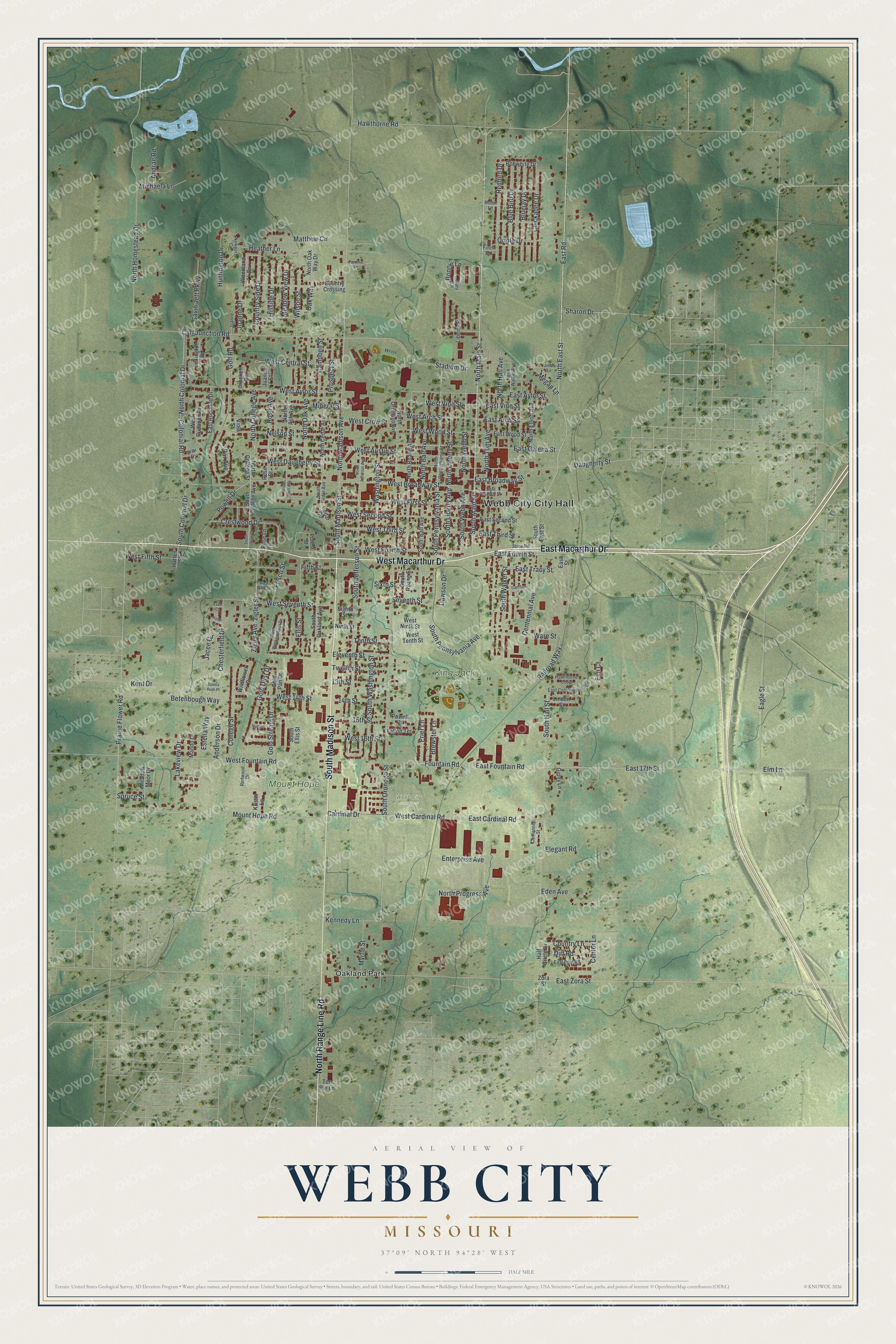 Watermarked full-map preview of Webb City, Missouri
