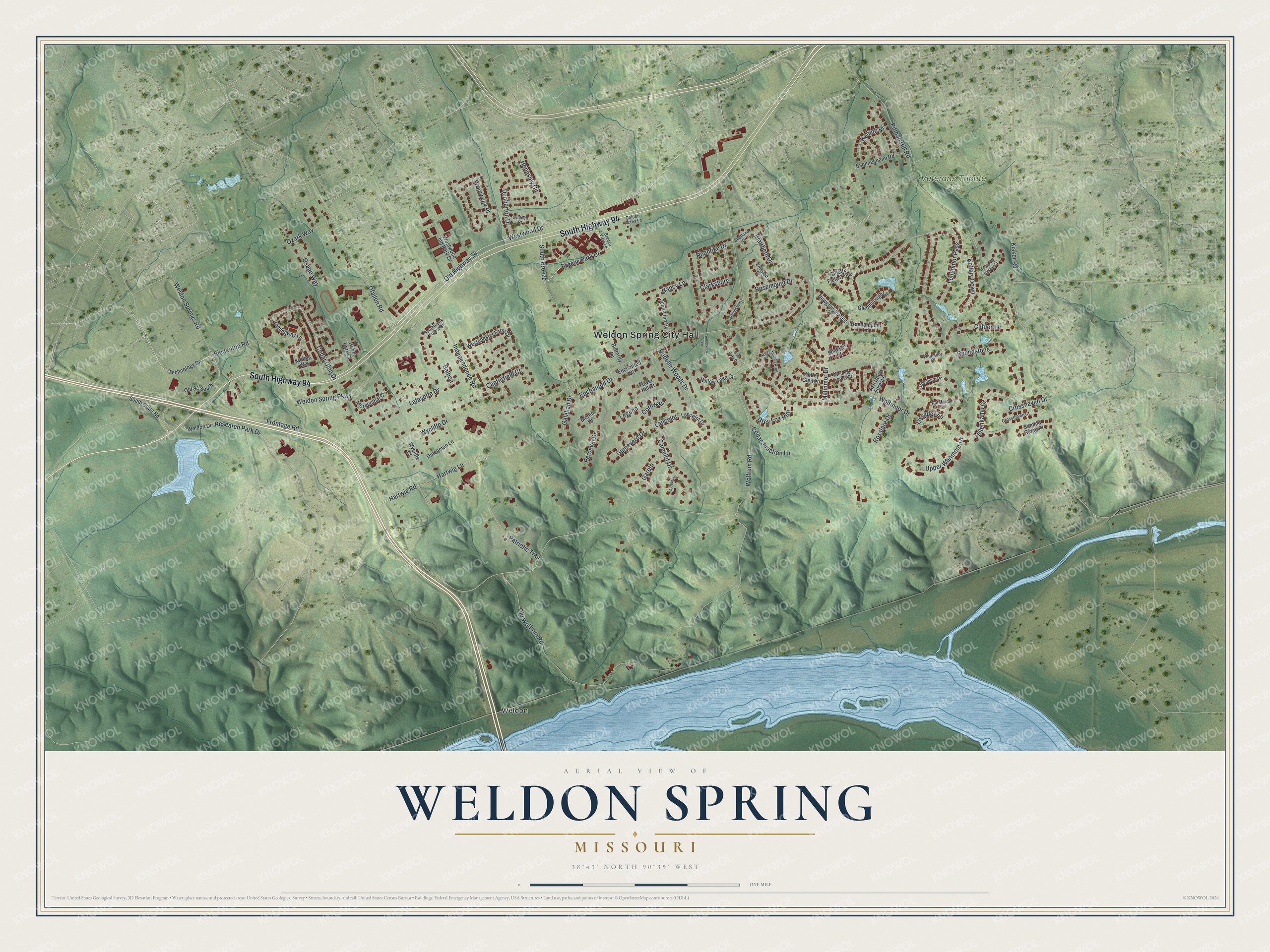 Watermarked full-map preview of Weldon Spring, Missouri