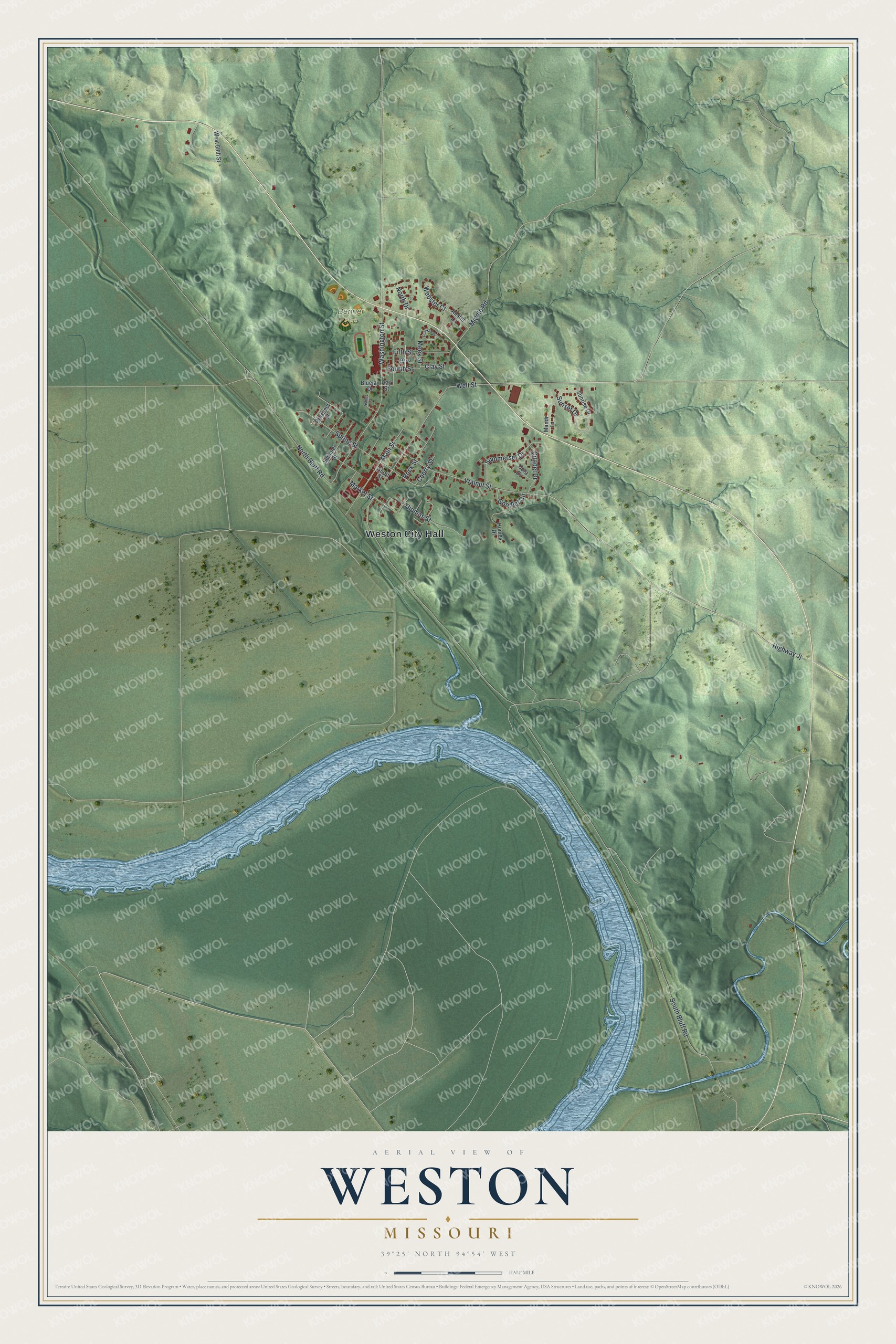 Watermarked full-map preview of Weston, Missouri
