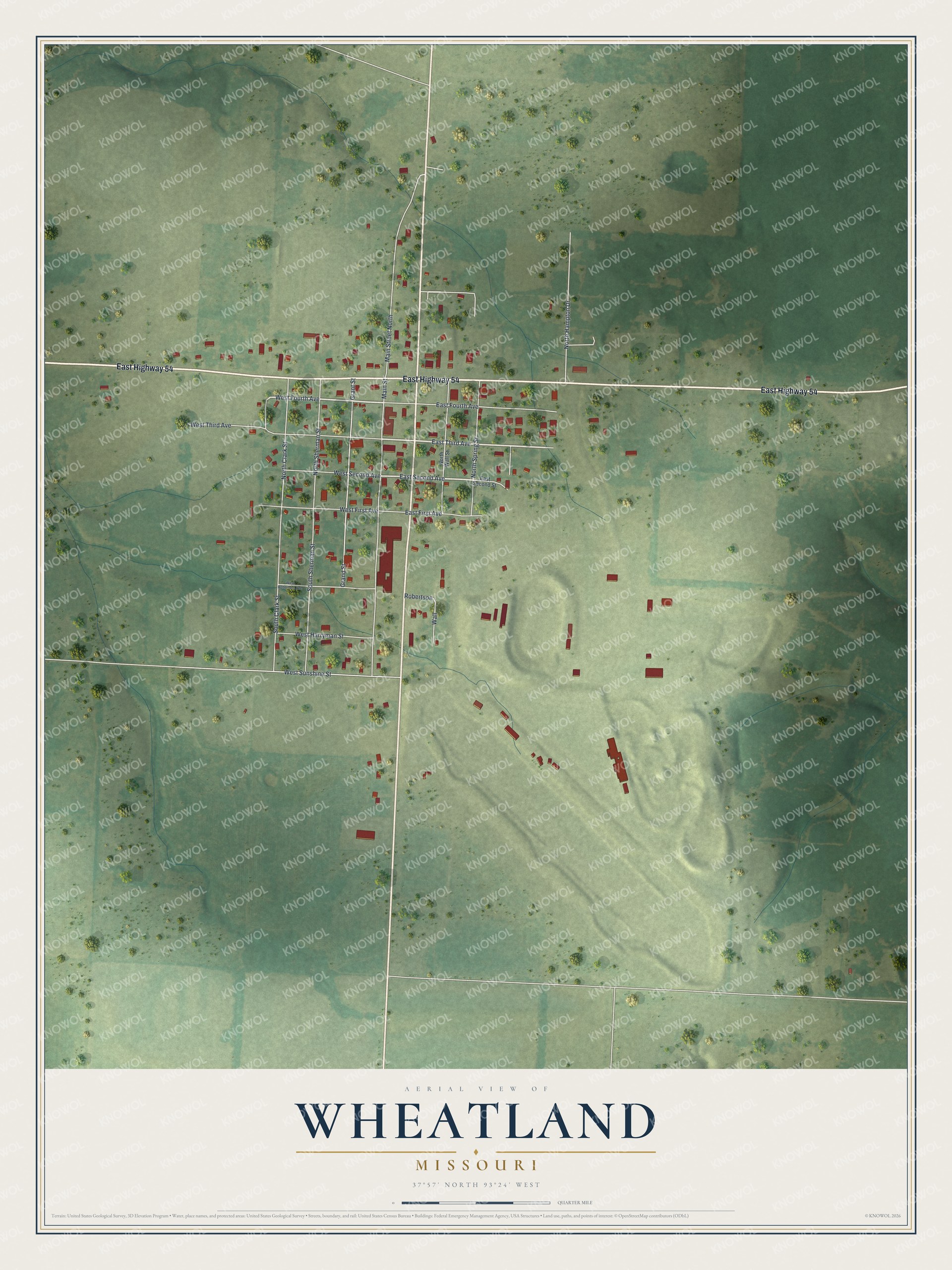 Watermarked full-map preview of Wheatland, Missouri