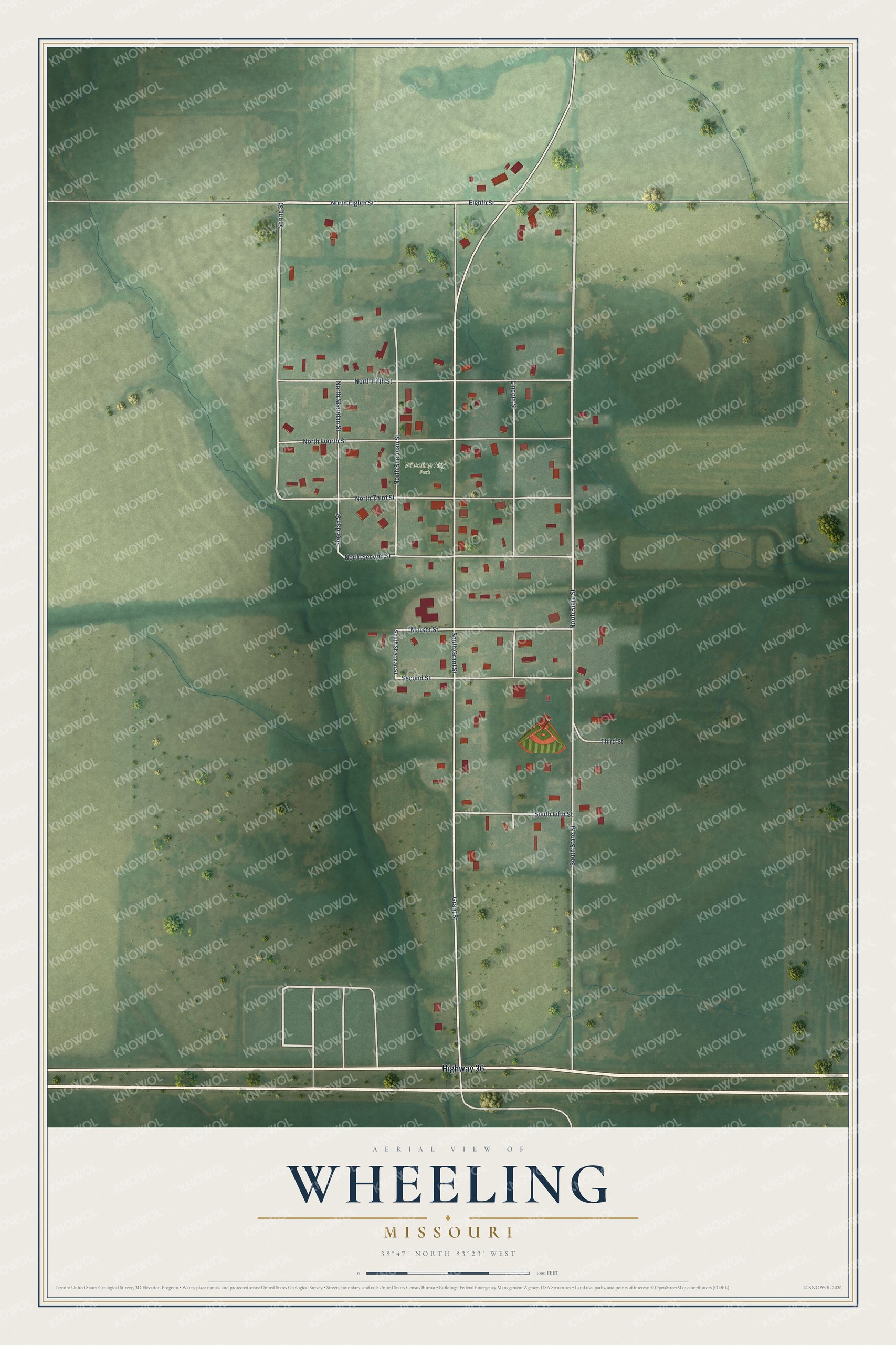 Watermarked full-map preview of Wheeling, Missouri