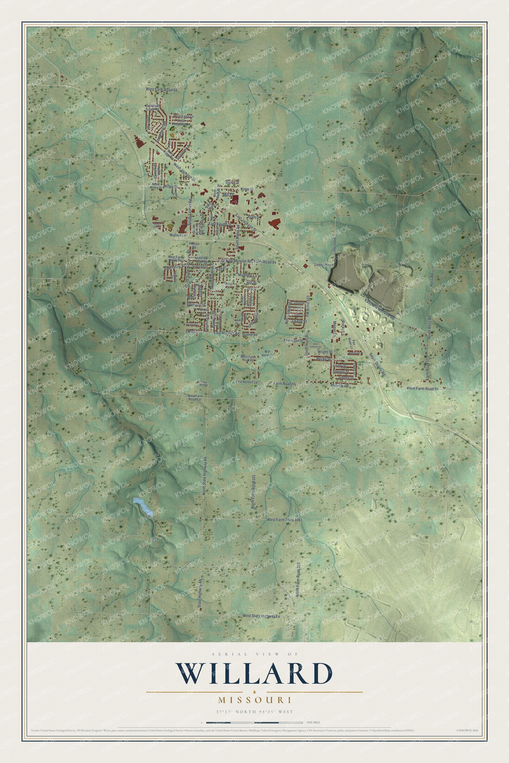 Watermarked full-map preview of Willard, Missouri
