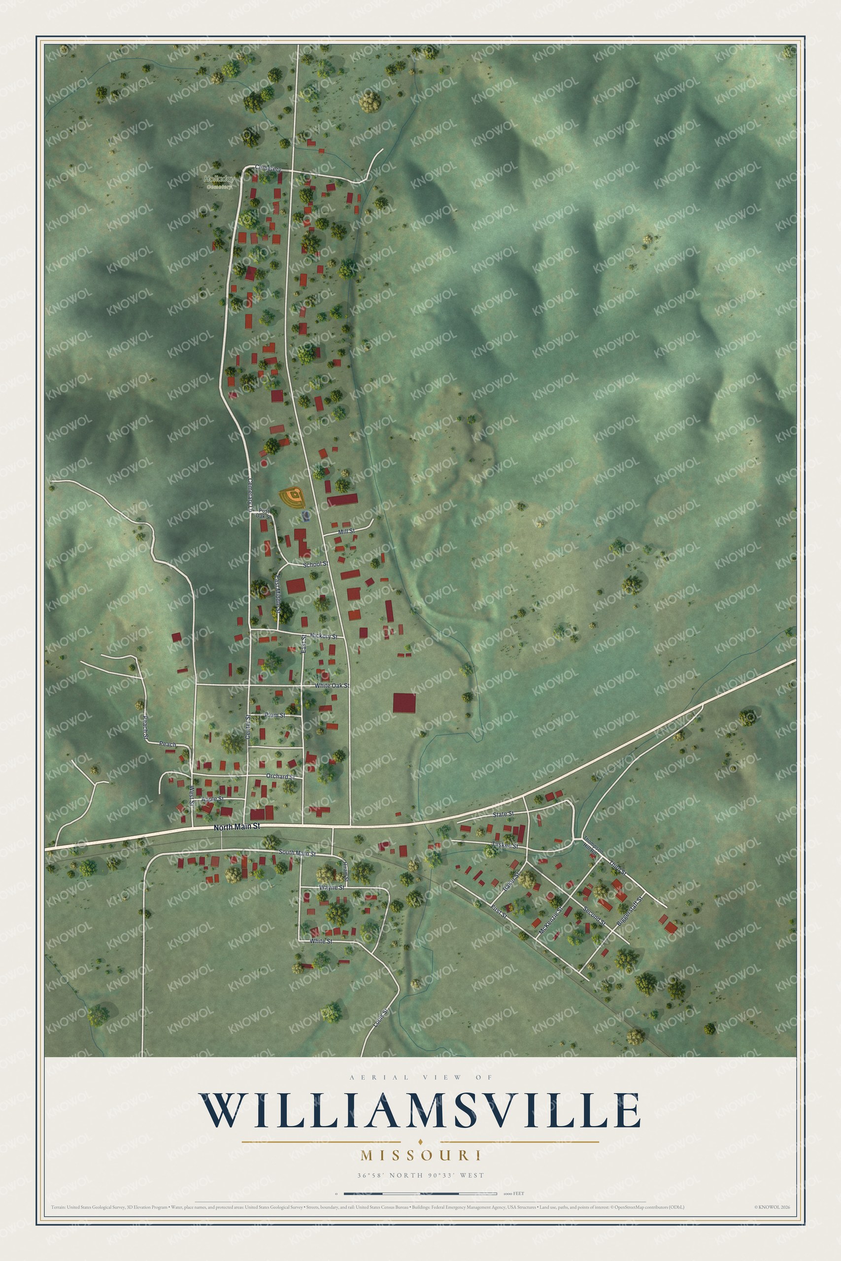 Watermarked full-map preview of Williamsville, Missouri