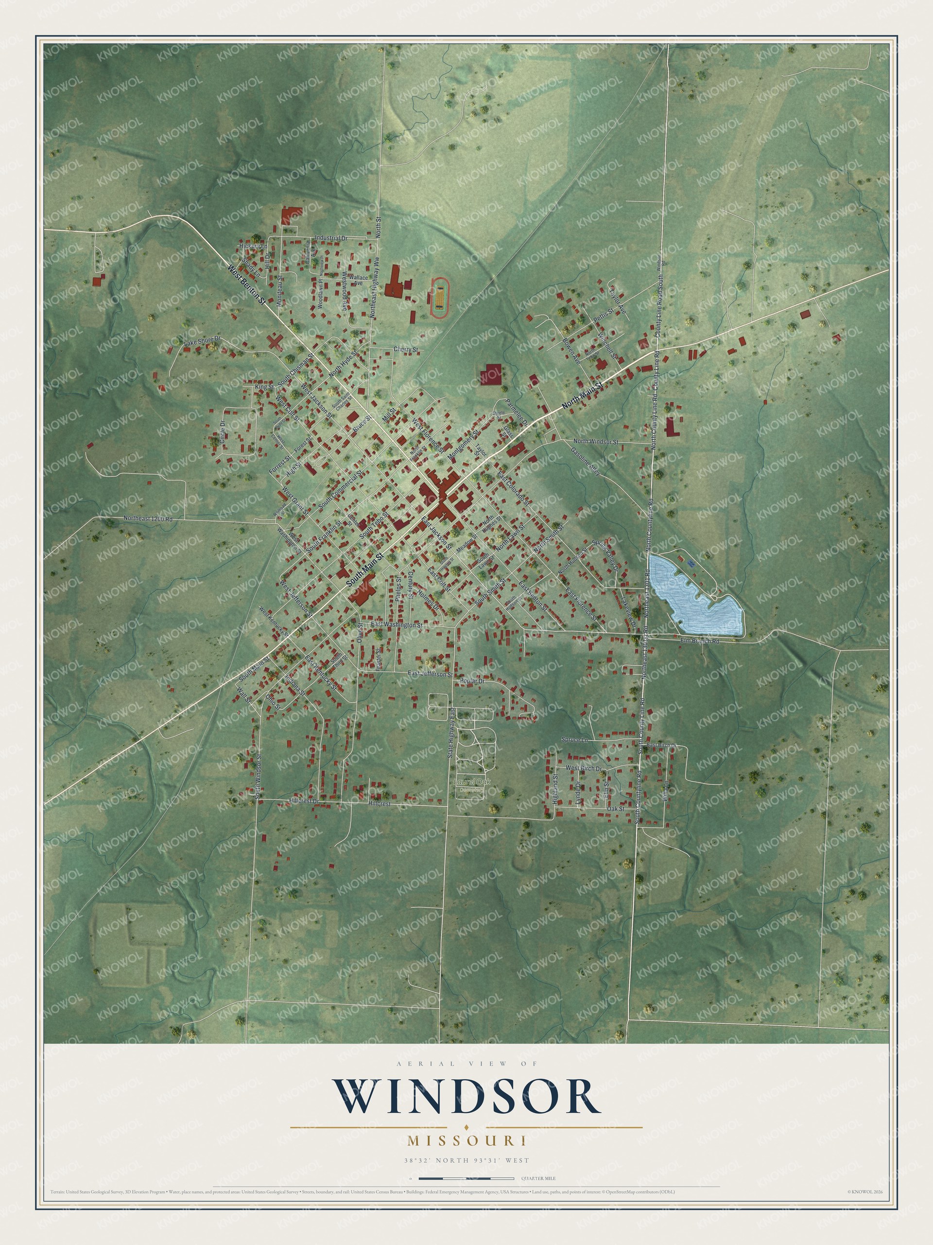 Watermarked full-map preview of Windsor, Missouri