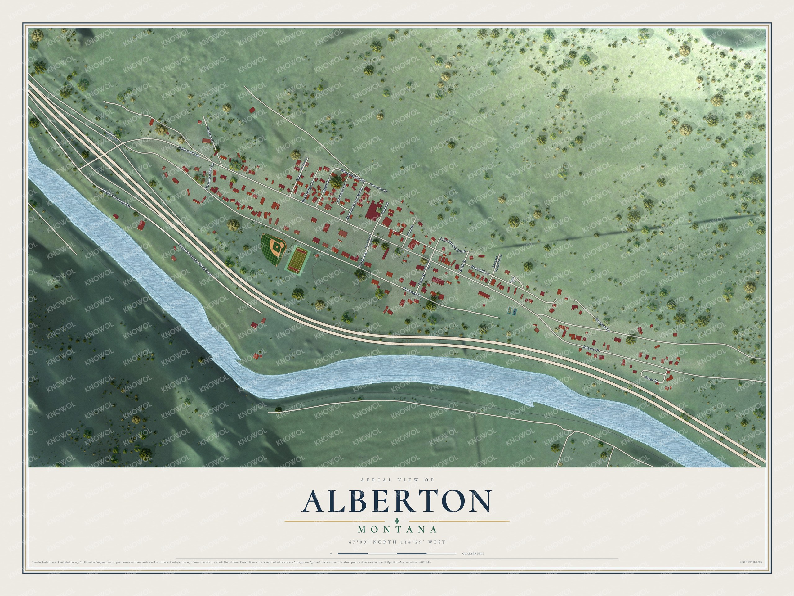 Watermarked full-map preview of Alberton, Montana