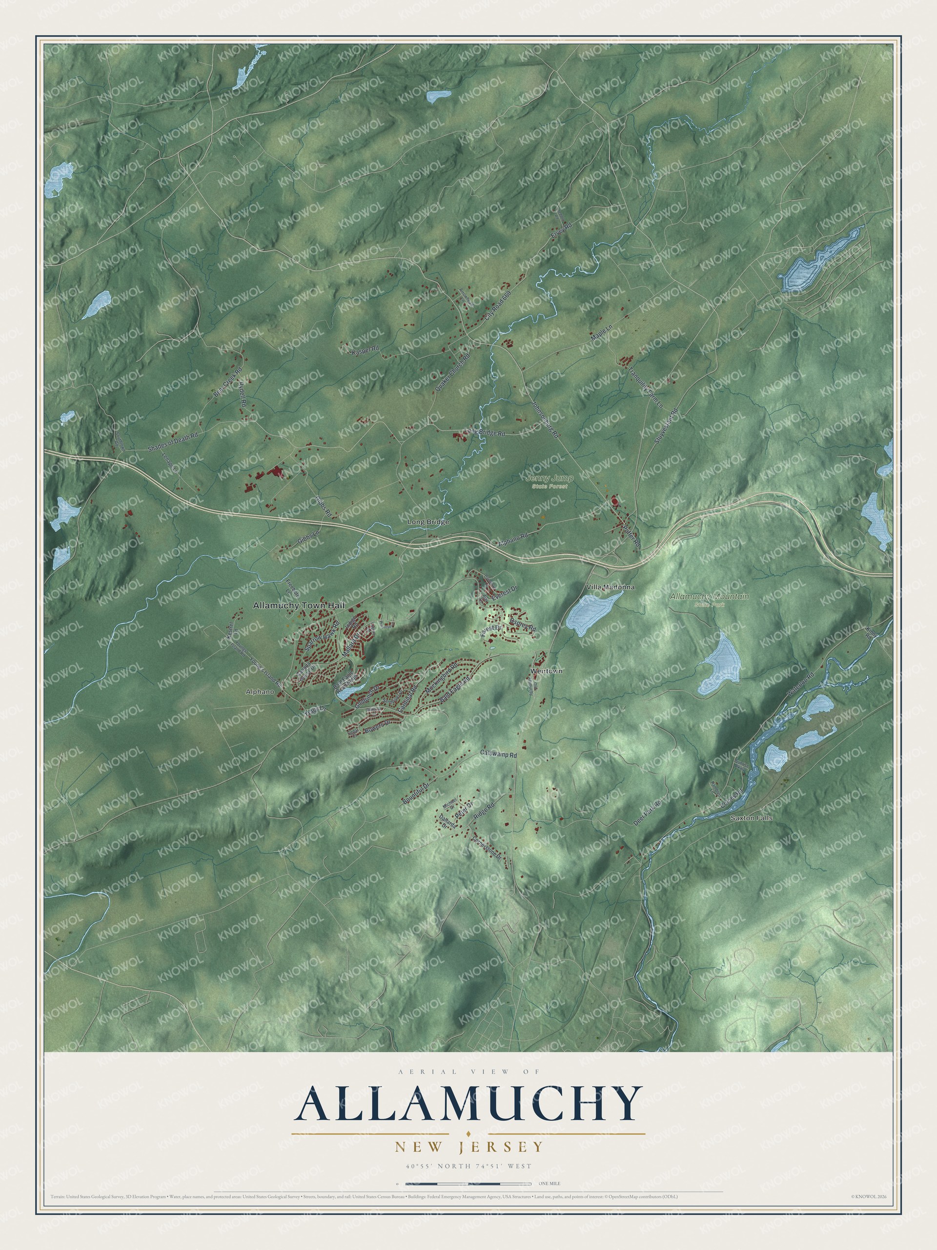 Watermarked full-map preview of Allamuchy, New Jersey