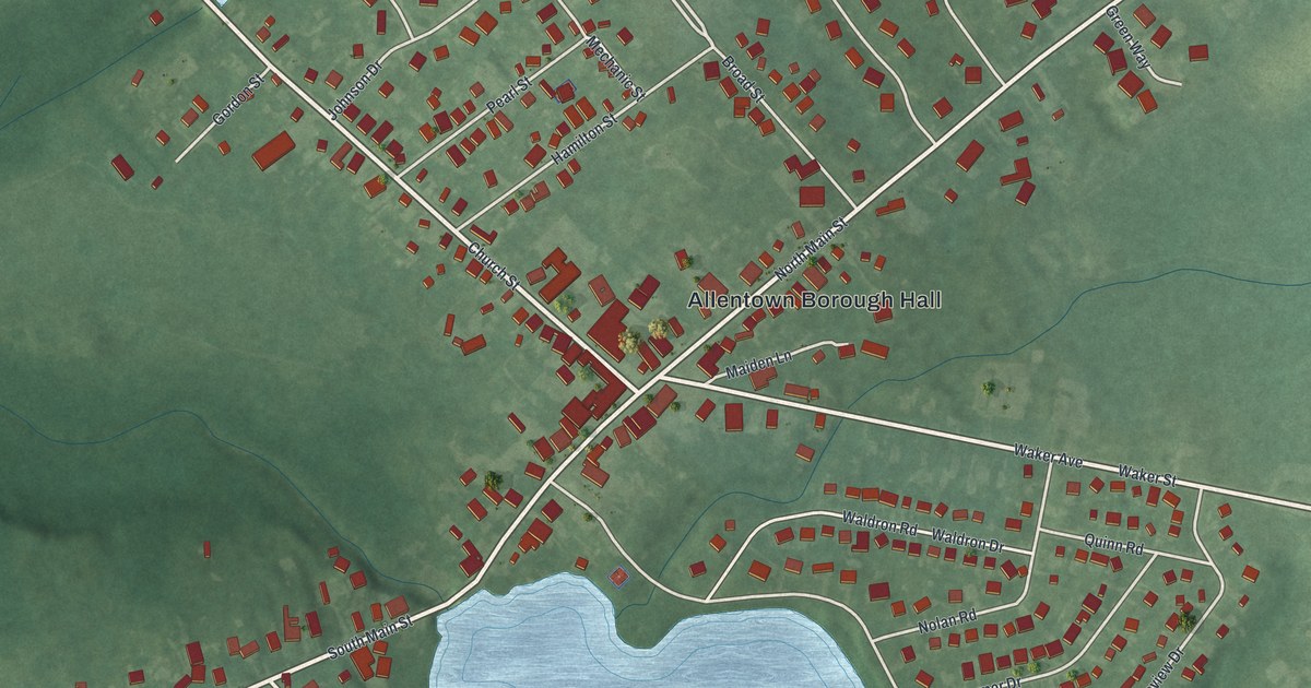 Map of Allentown, New Jersey