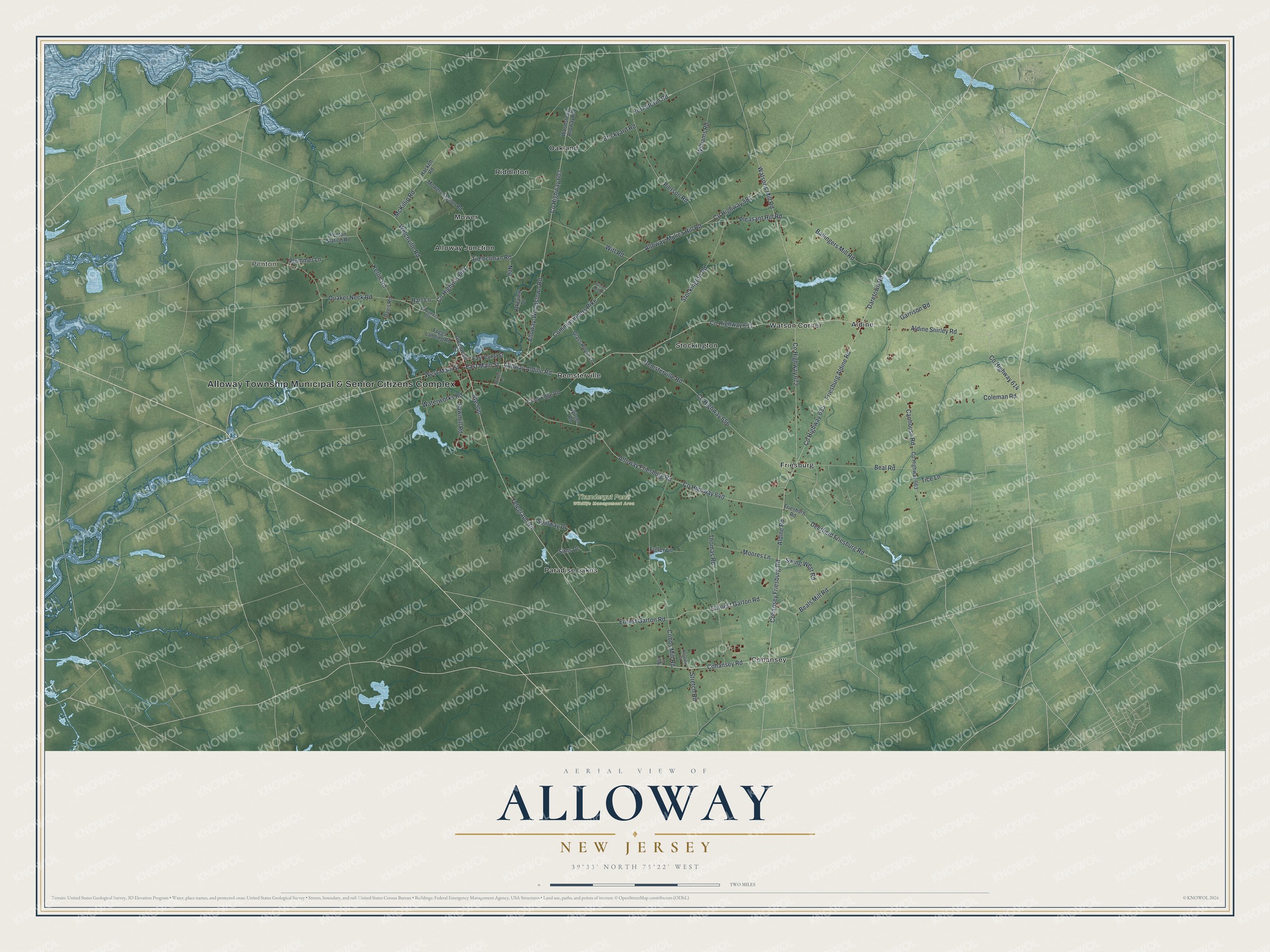 Watermarked full-map preview of Alloway, New Jersey