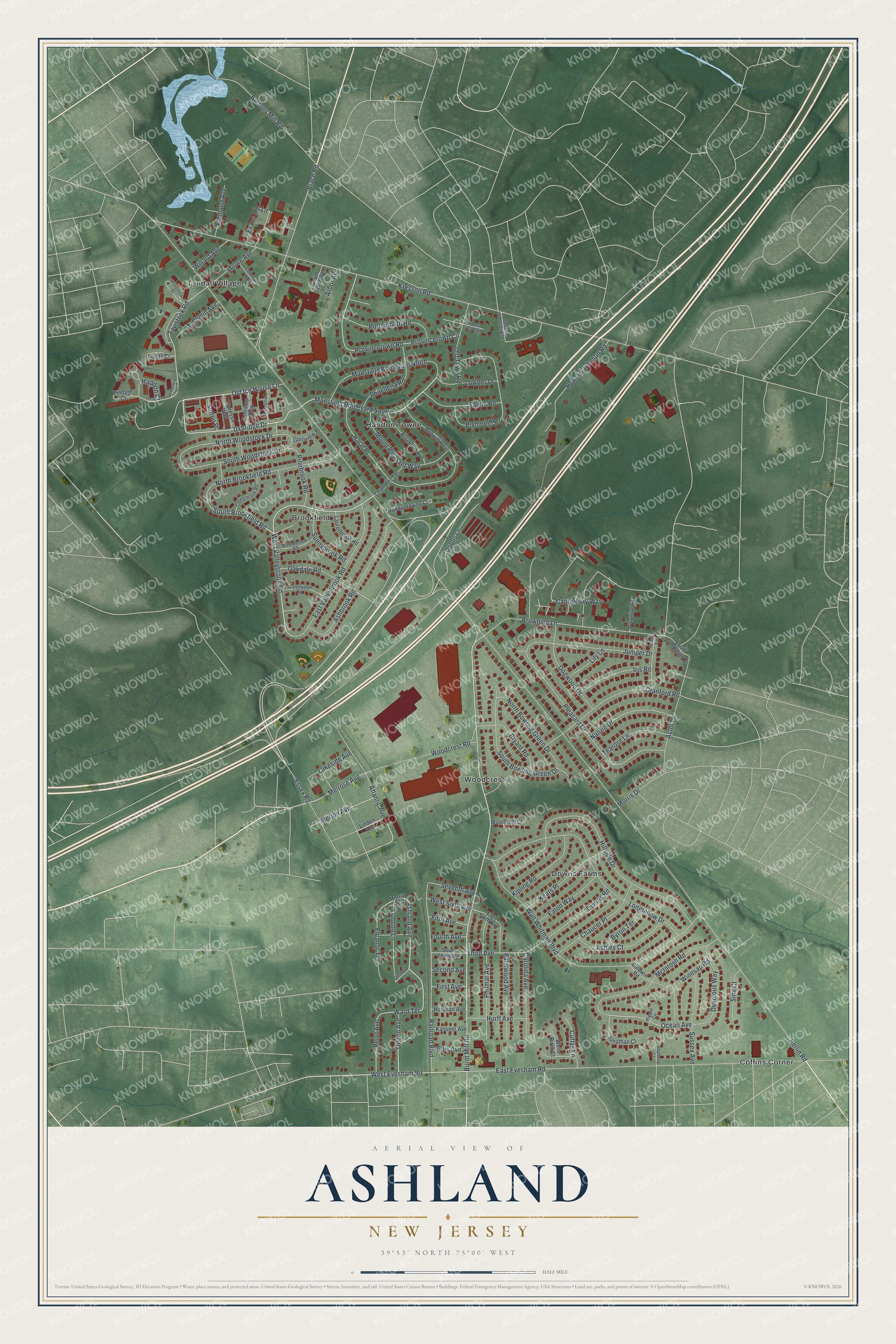 Watermarked full-map preview of Ashland, New Jersey