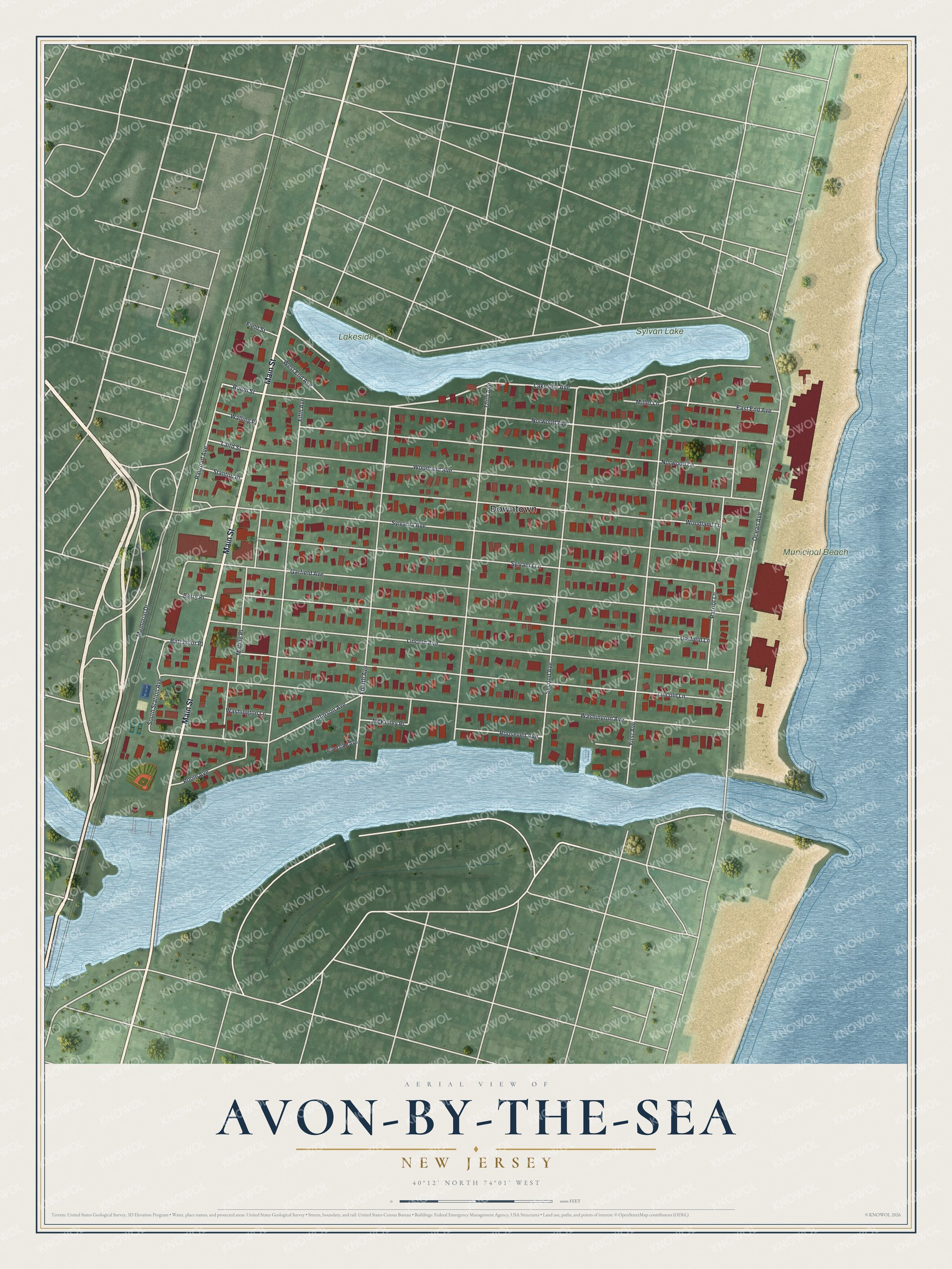 Watermarked full-map preview of Avon-by-the-Sea, New Jersey