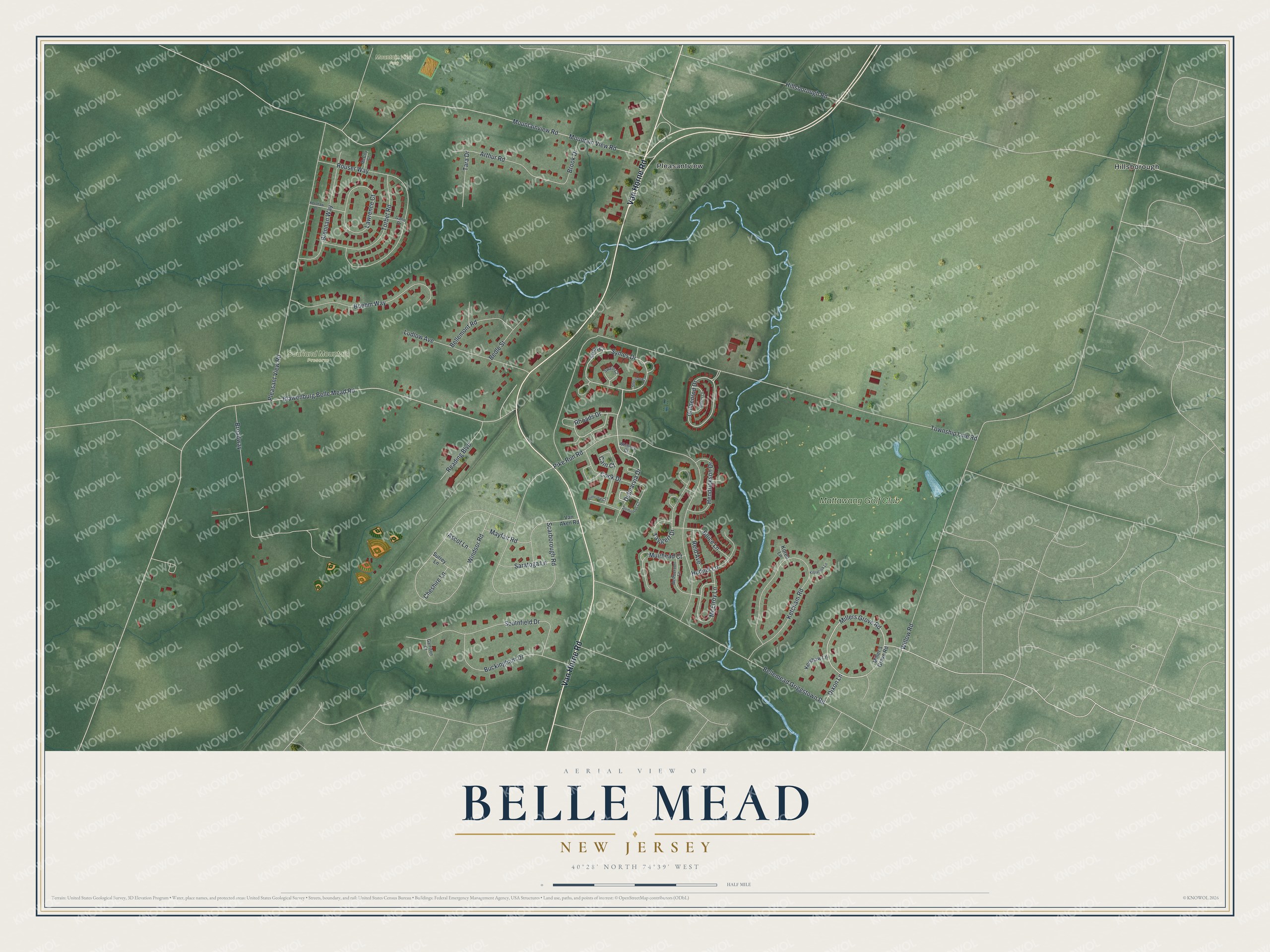 Watermarked full-map preview of Belle Mead, New Jersey