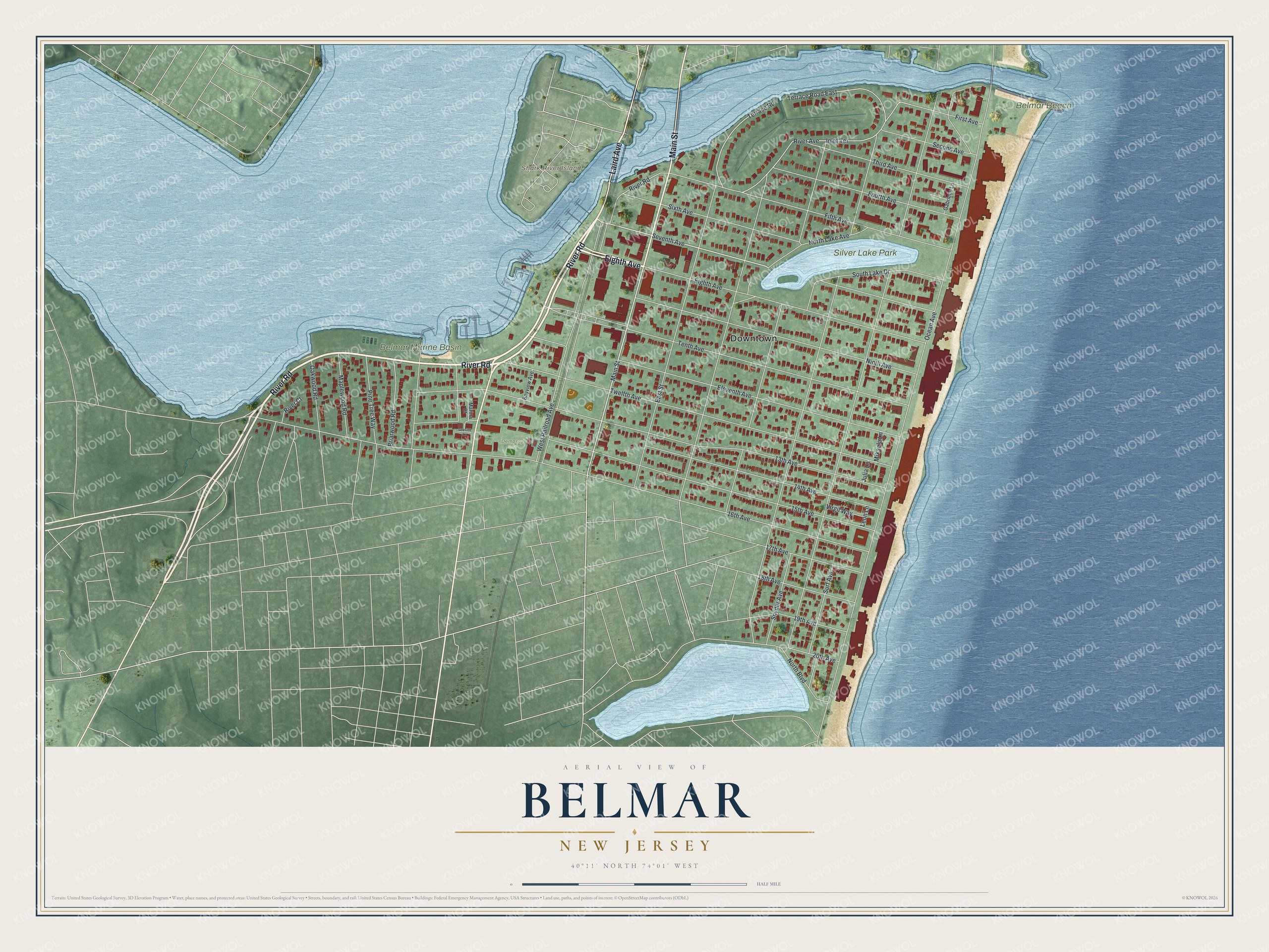 Watermarked full-map preview of Belmar, New Jersey