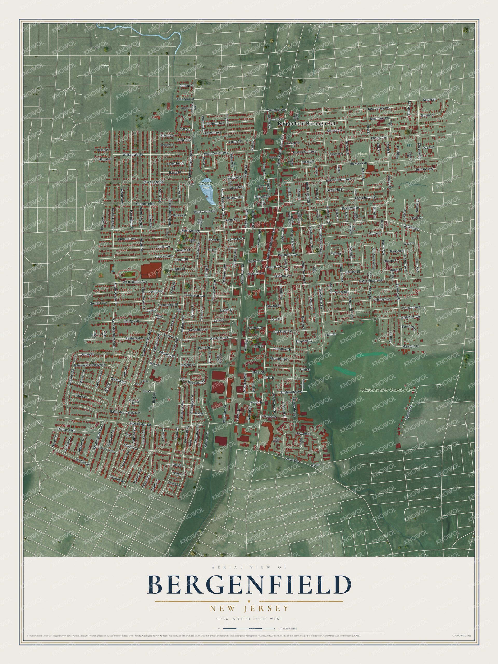 Watermarked full-map preview of Bergenfield, New Jersey