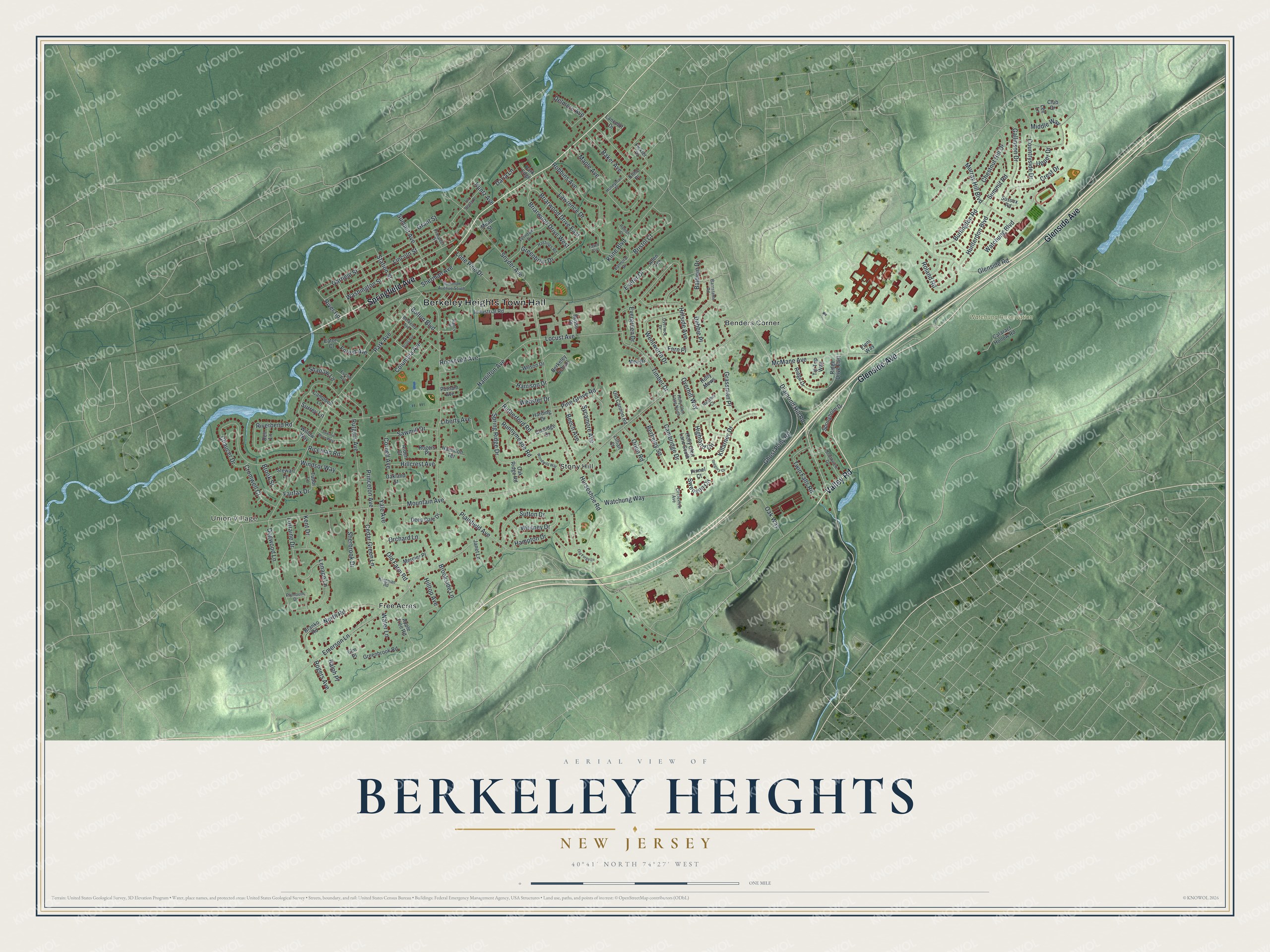 Watermarked full-map preview of Berkeley Heights, New Jersey