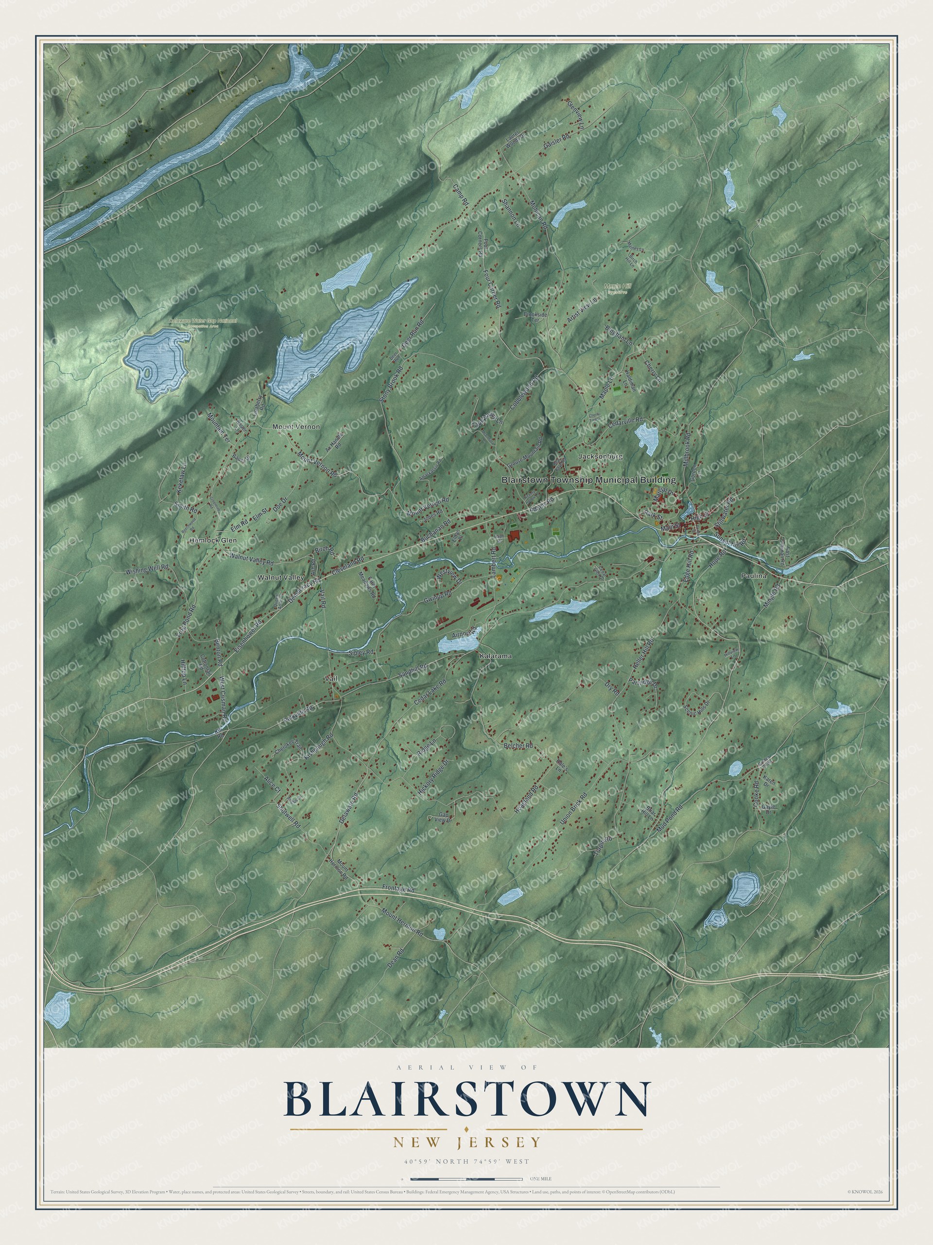 Watermarked full-map preview of Blairstown, New Jersey
