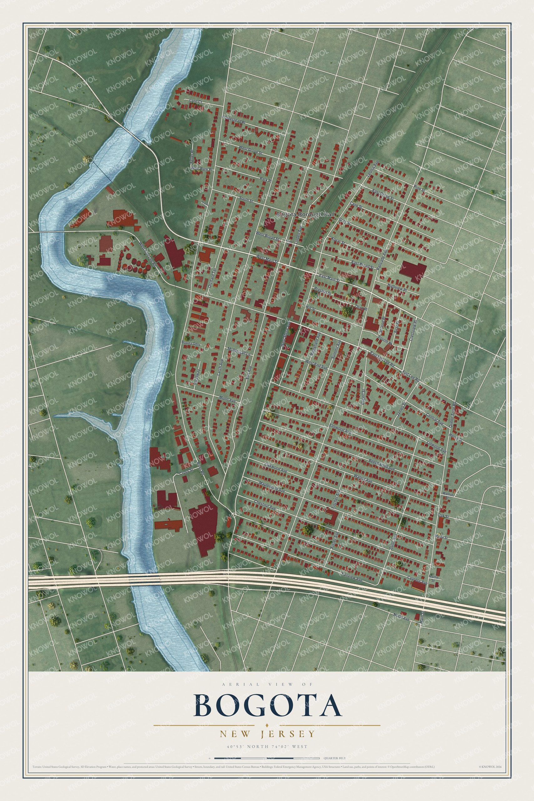 Watermarked full-map preview of Bogota, New Jersey