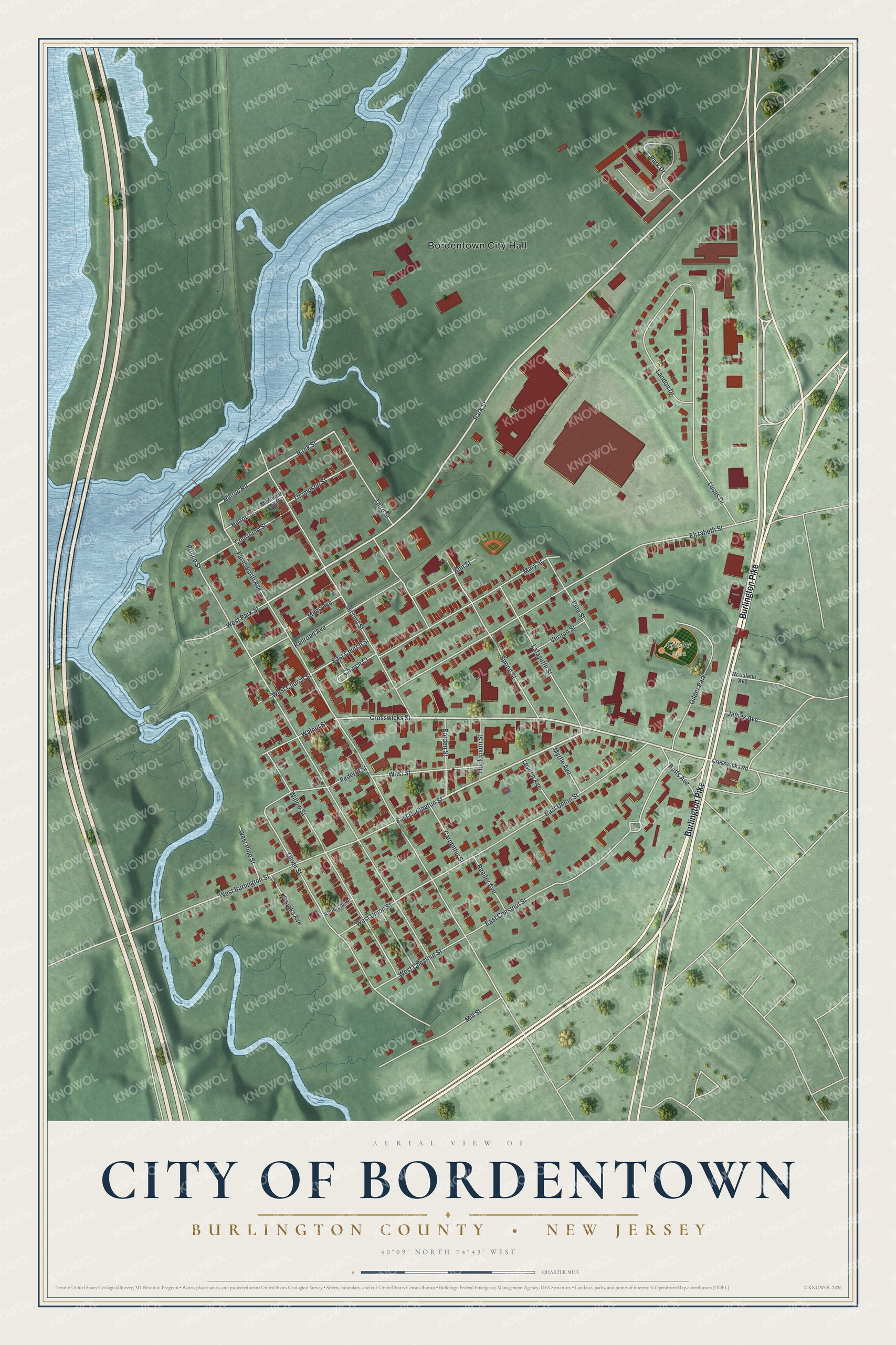 Watermarked full-map preview of City of Bordentown, New Jersey