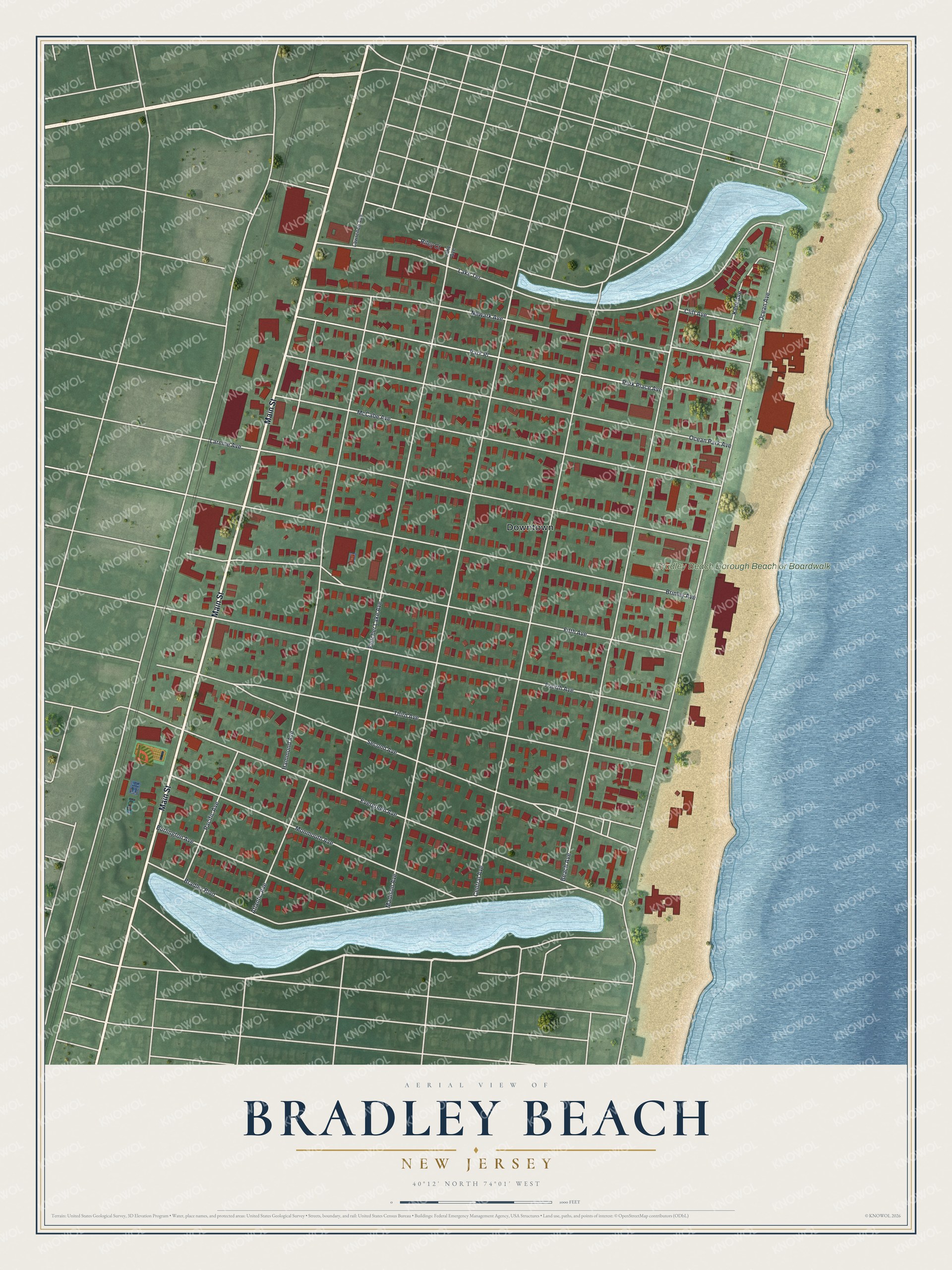 Watermarked full-map preview of Bradley Beach, New Jersey