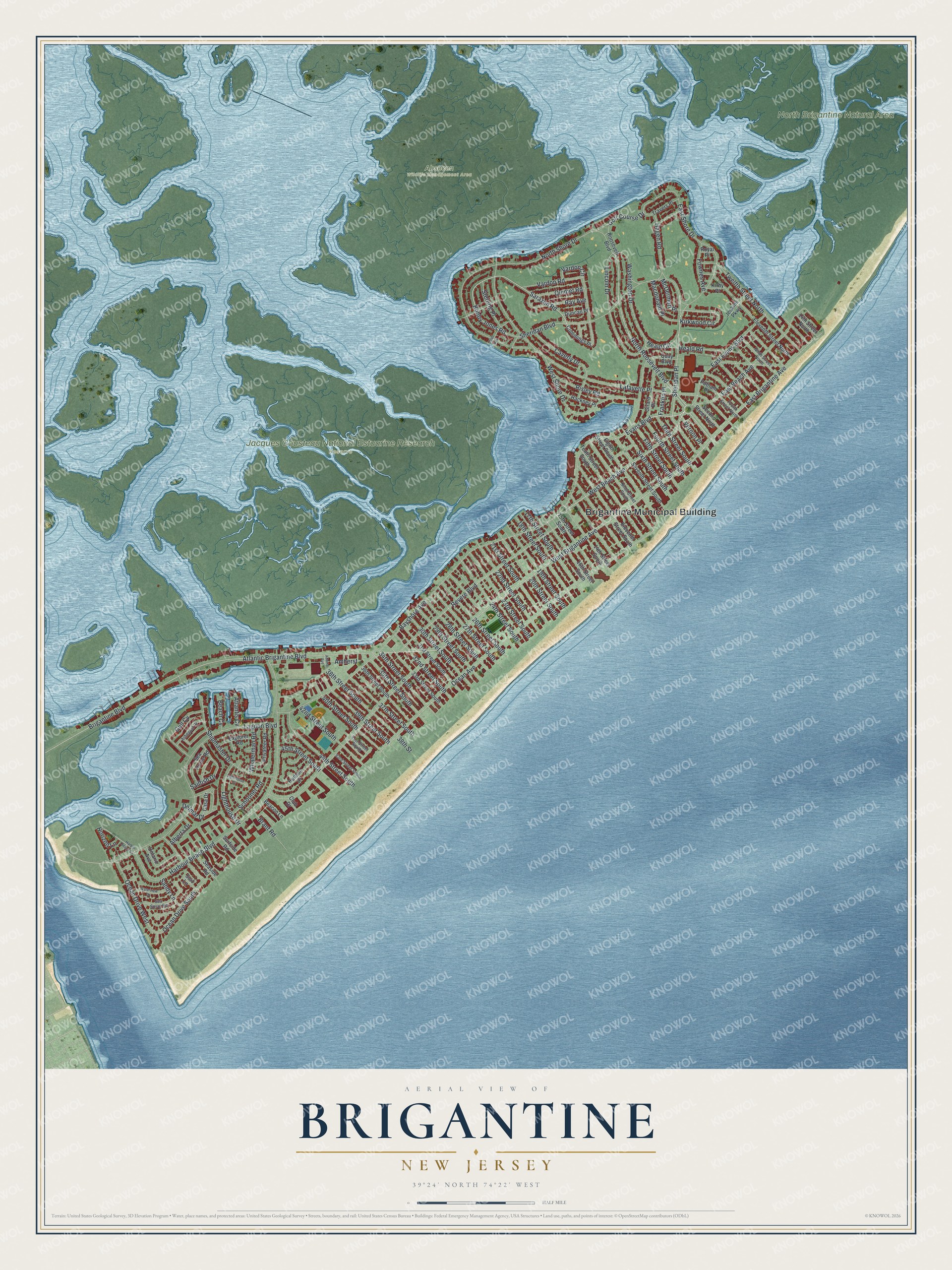 Watermarked full-map preview of Brigantine, New Jersey