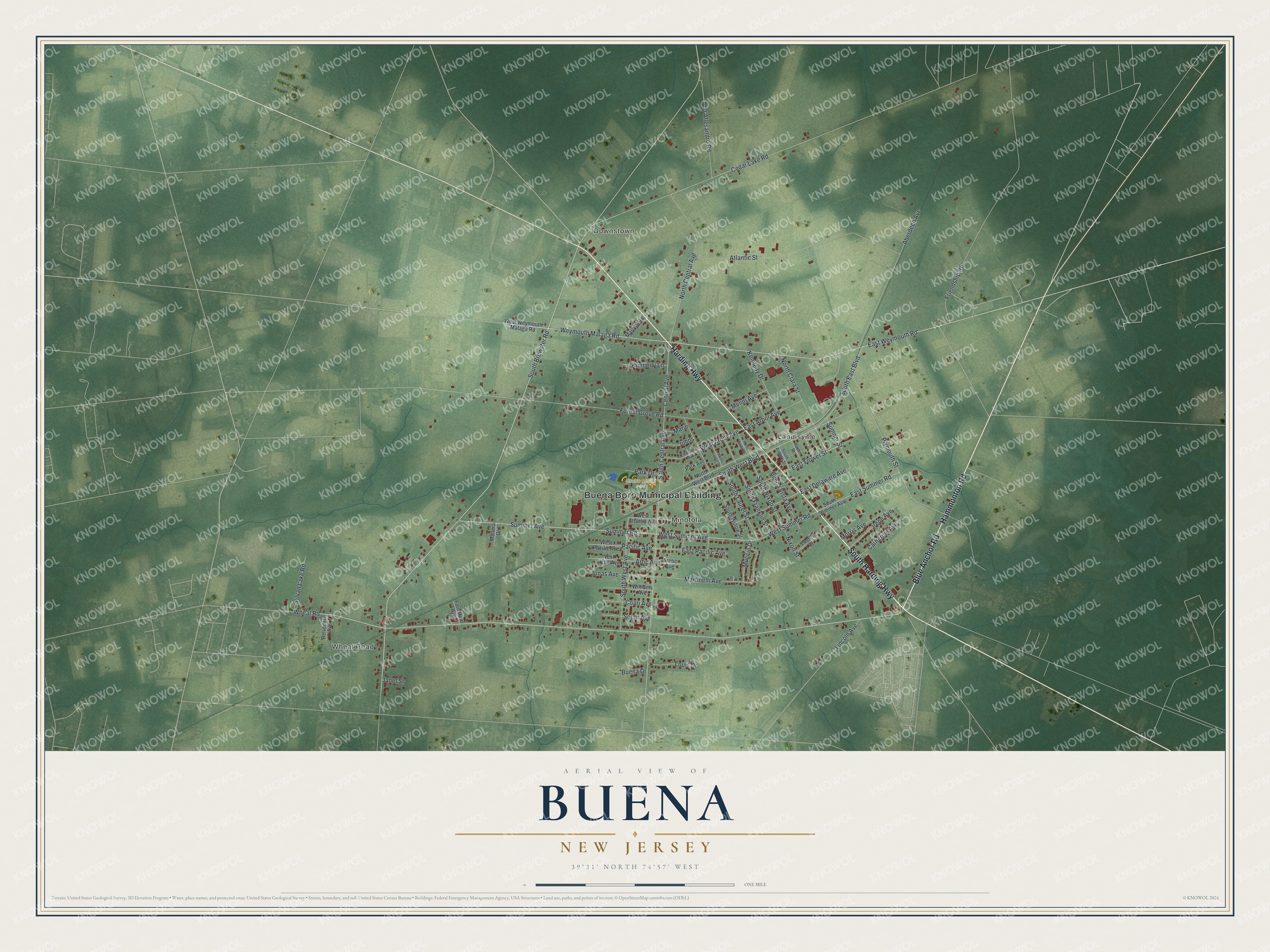 Watermarked full-map preview of Buena, New Jersey