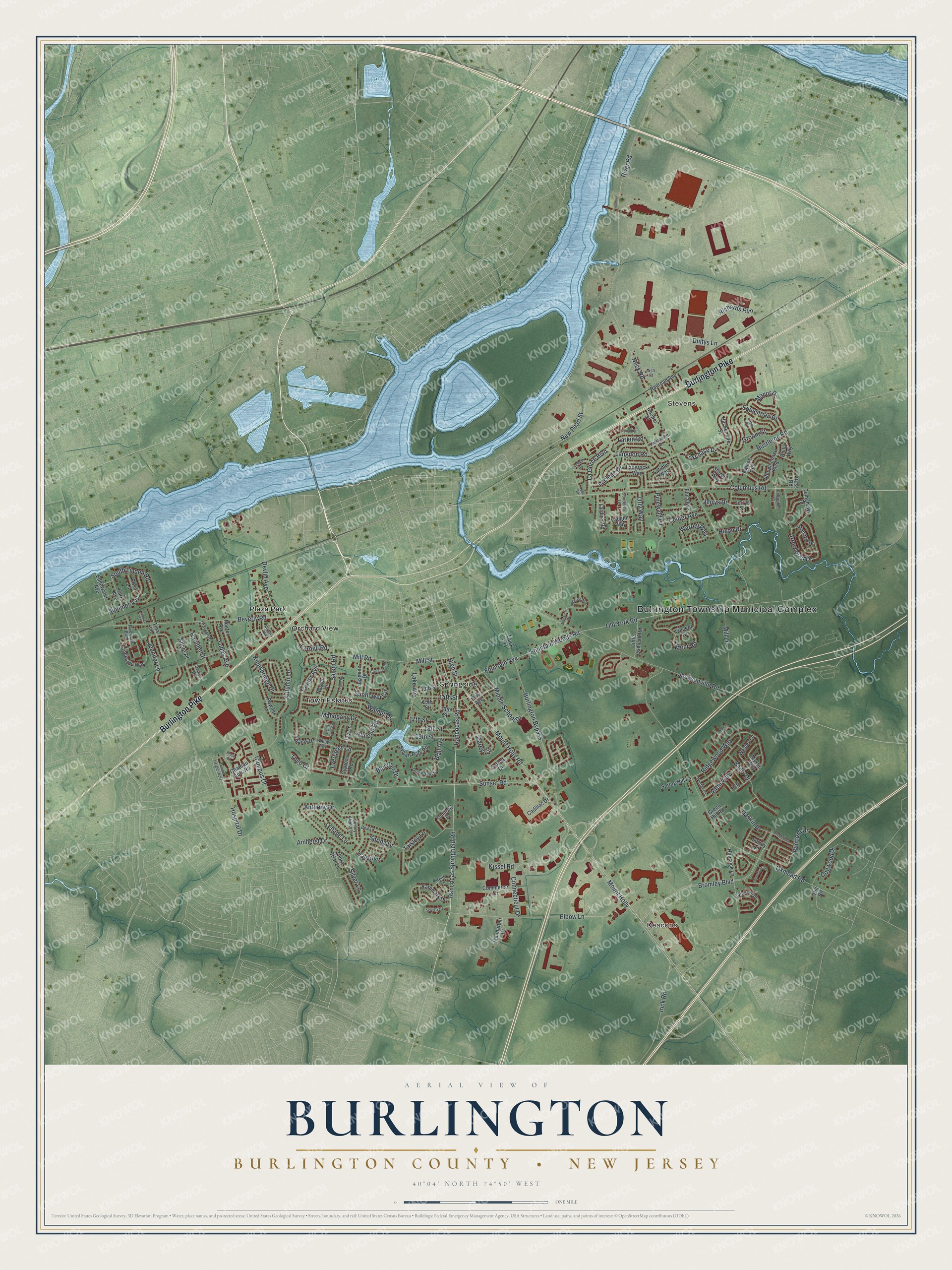 Watermarked full-map preview of Burlington, New Jersey