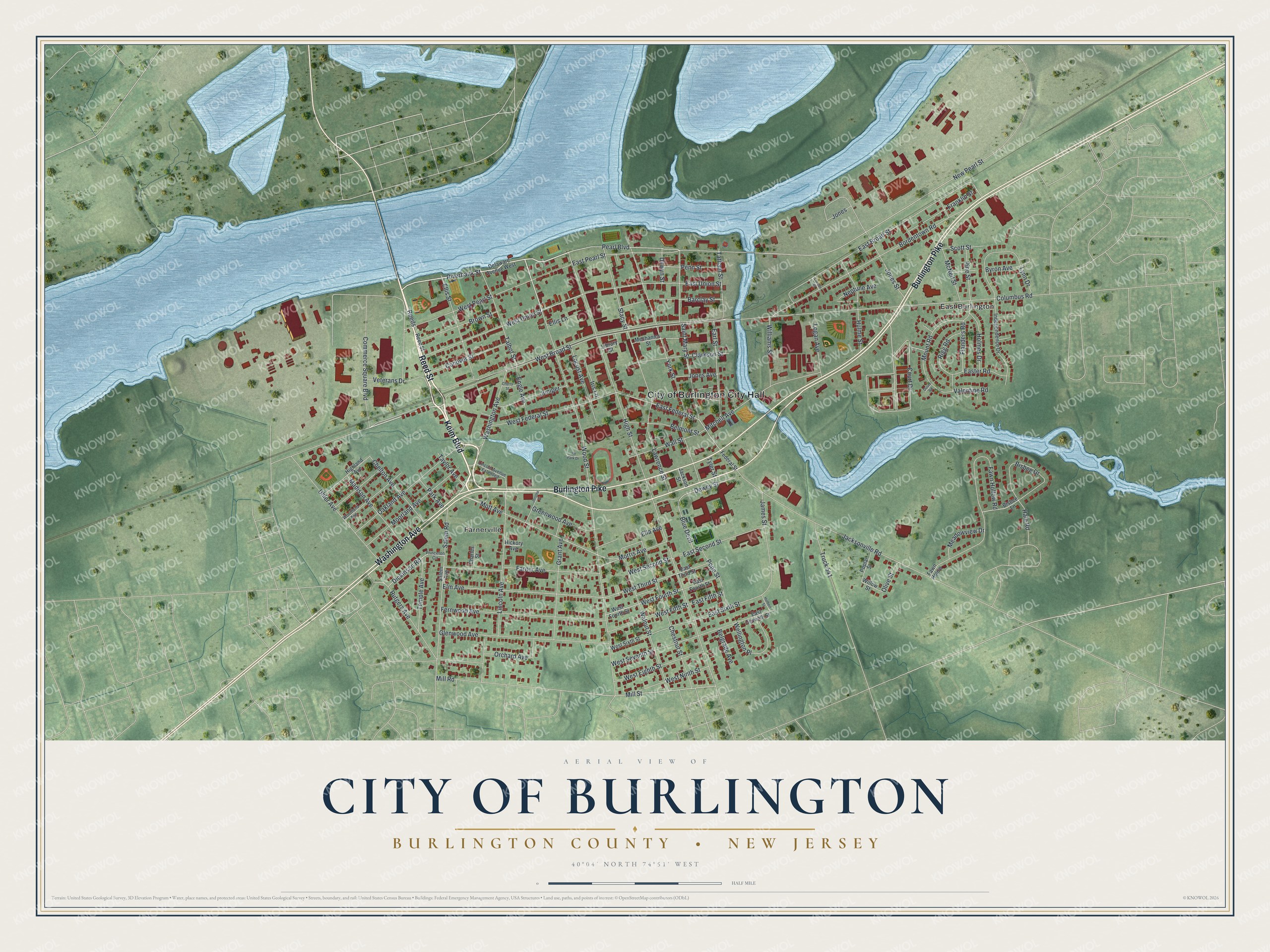 Watermarked full-map preview of City of Burlington, New Jersey
