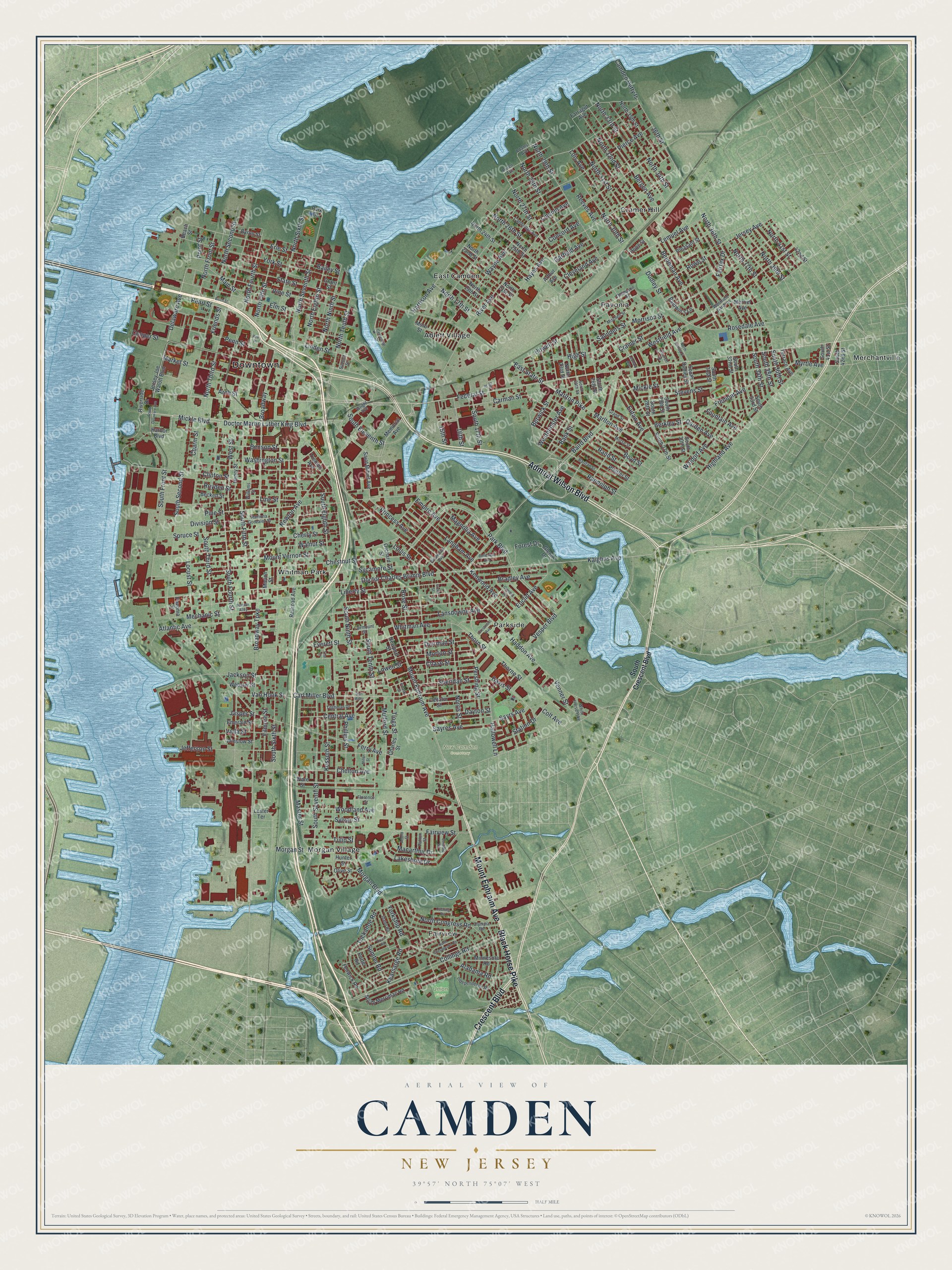 Watermarked full-map preview of Camden, New Jersey