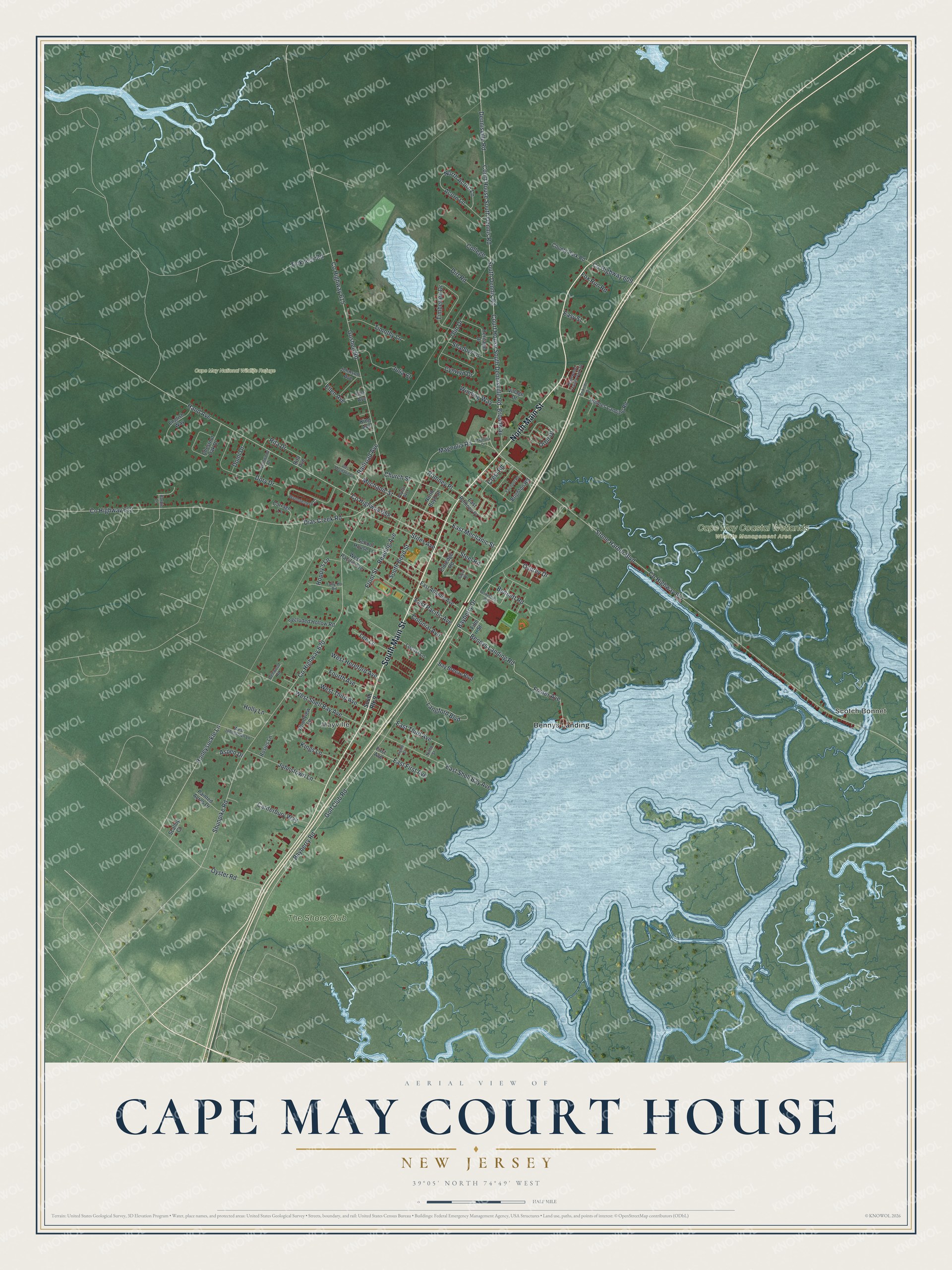 Watermarked full-map preview of Cape May Court House, New Jersey