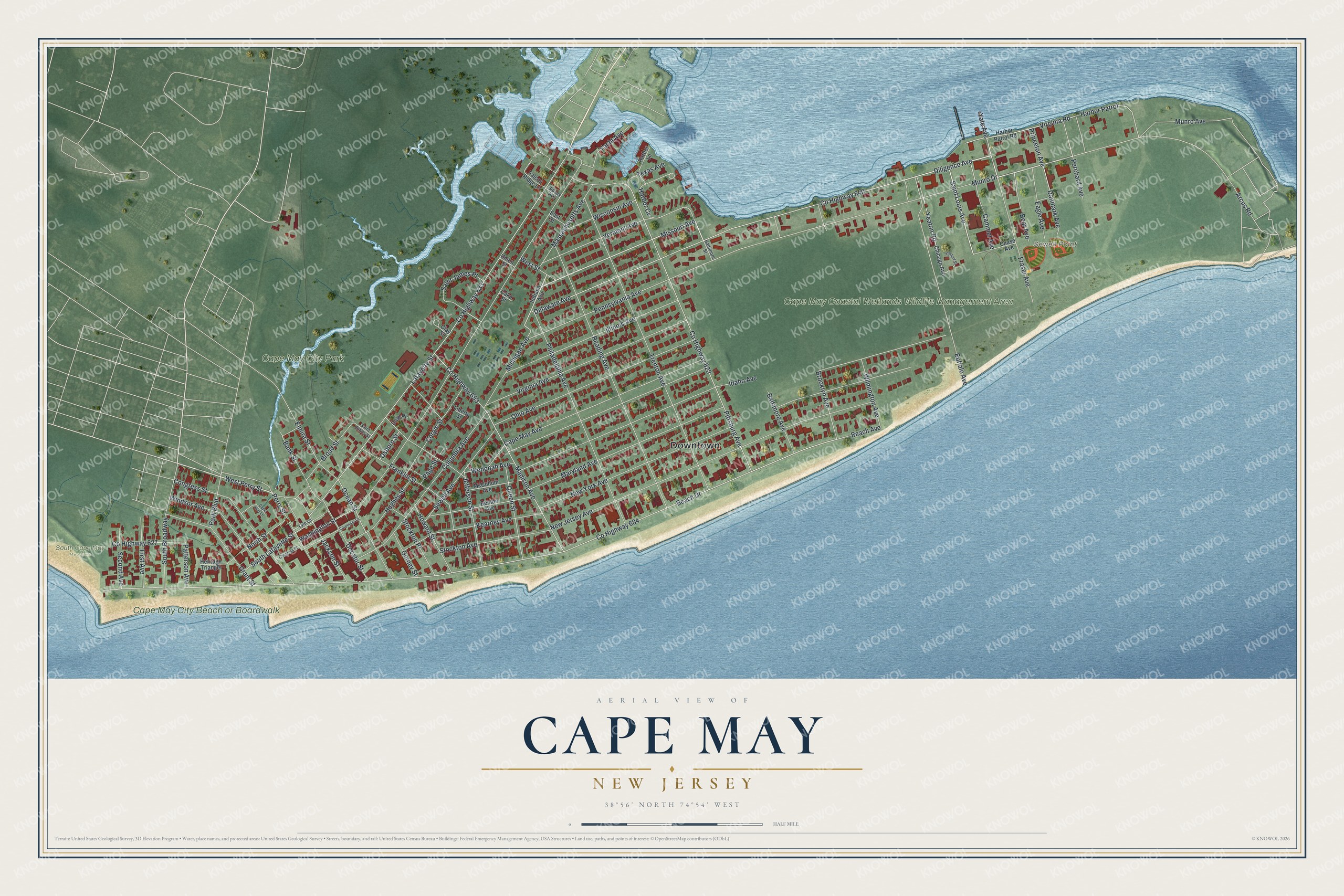 Watermarked full-map preview of Cape May, New Jersey