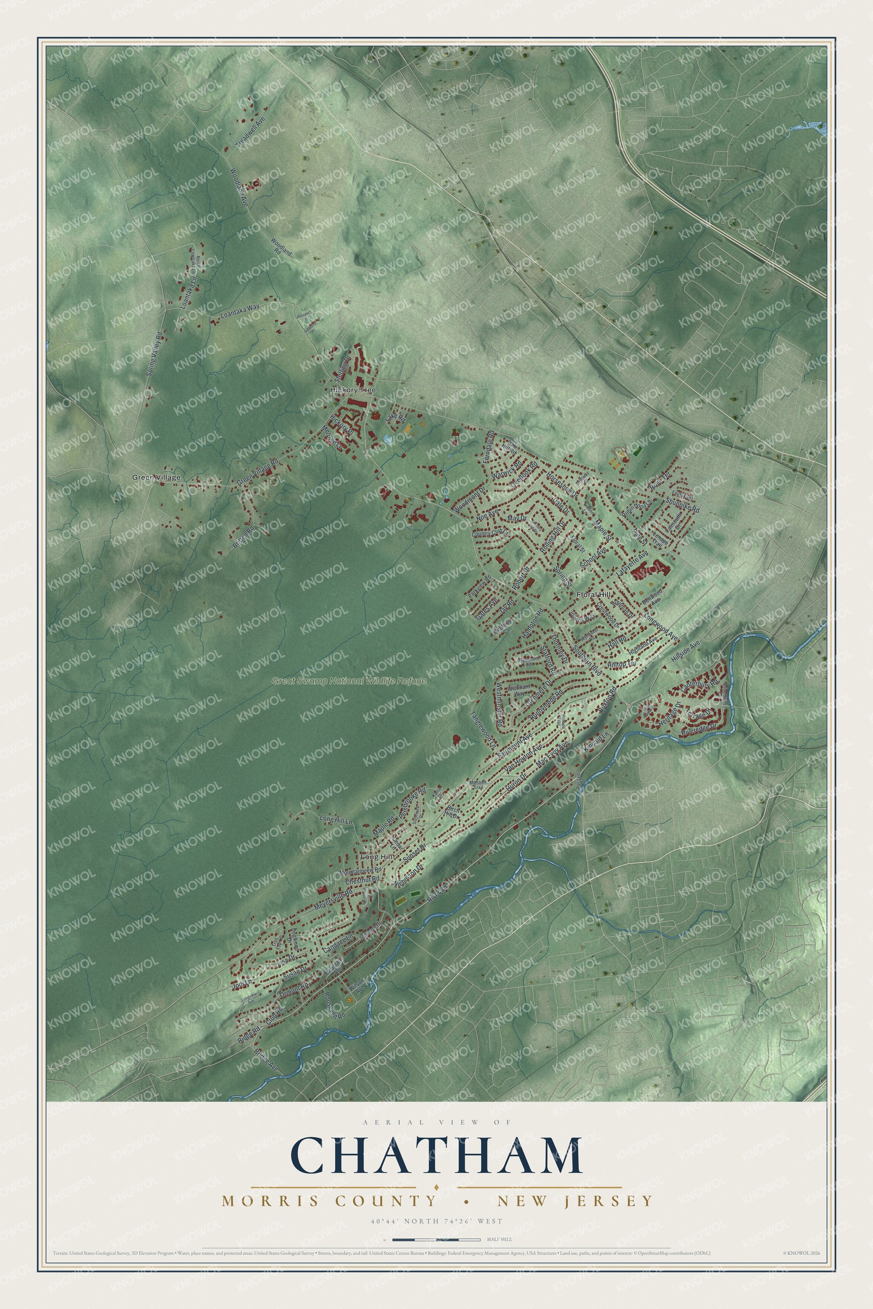 Watermarked full-map preview of Chatham, New Jersey