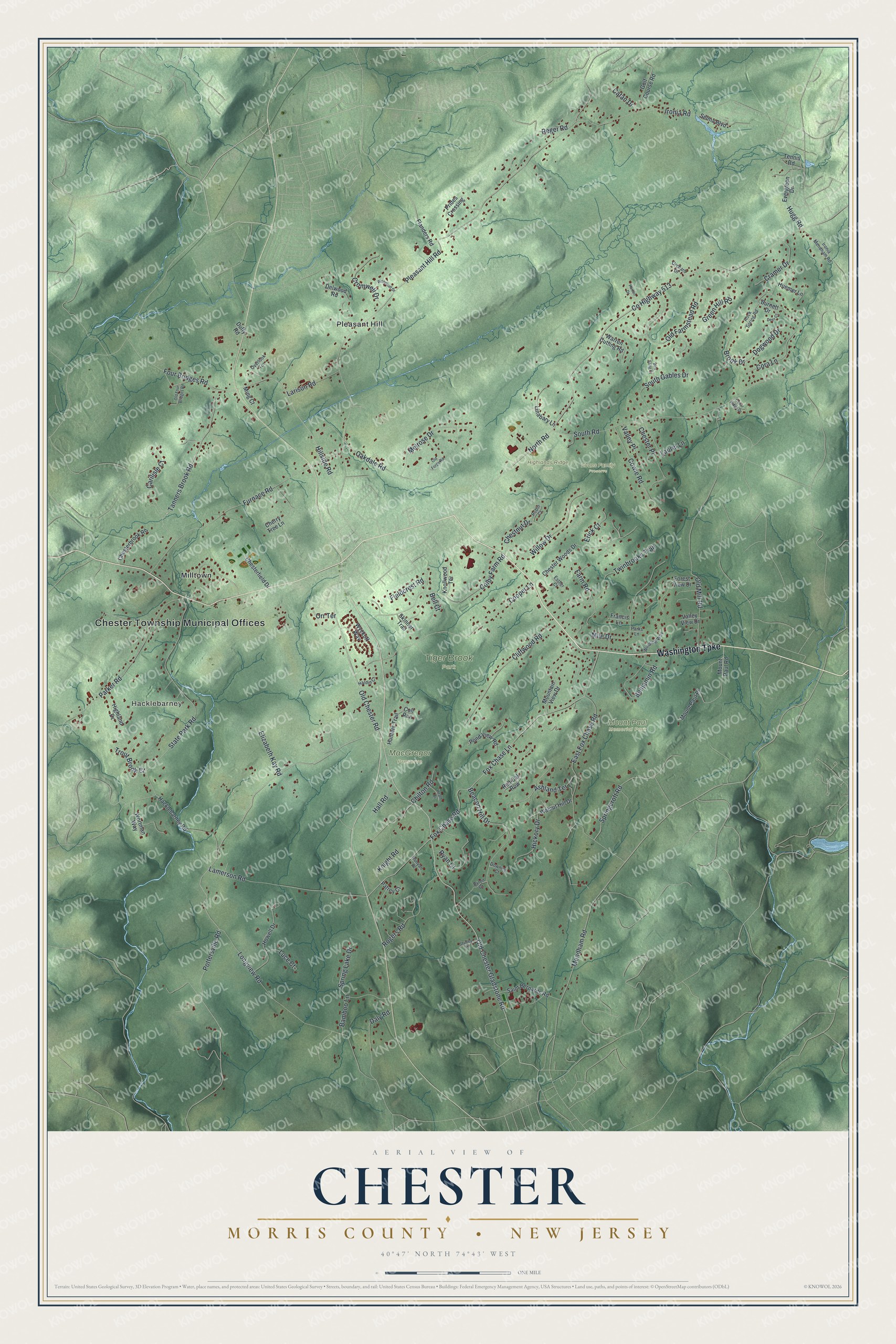 Watermarked full-map preview of Chester, New Jersey