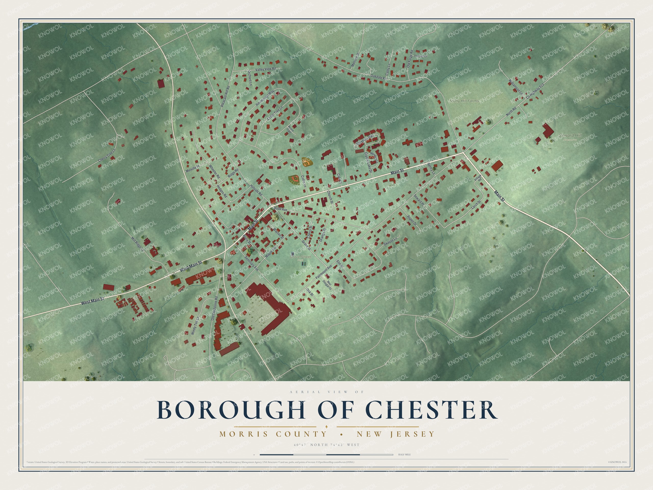 Watermarked full-map preview of Borough of Chester, New Jersey