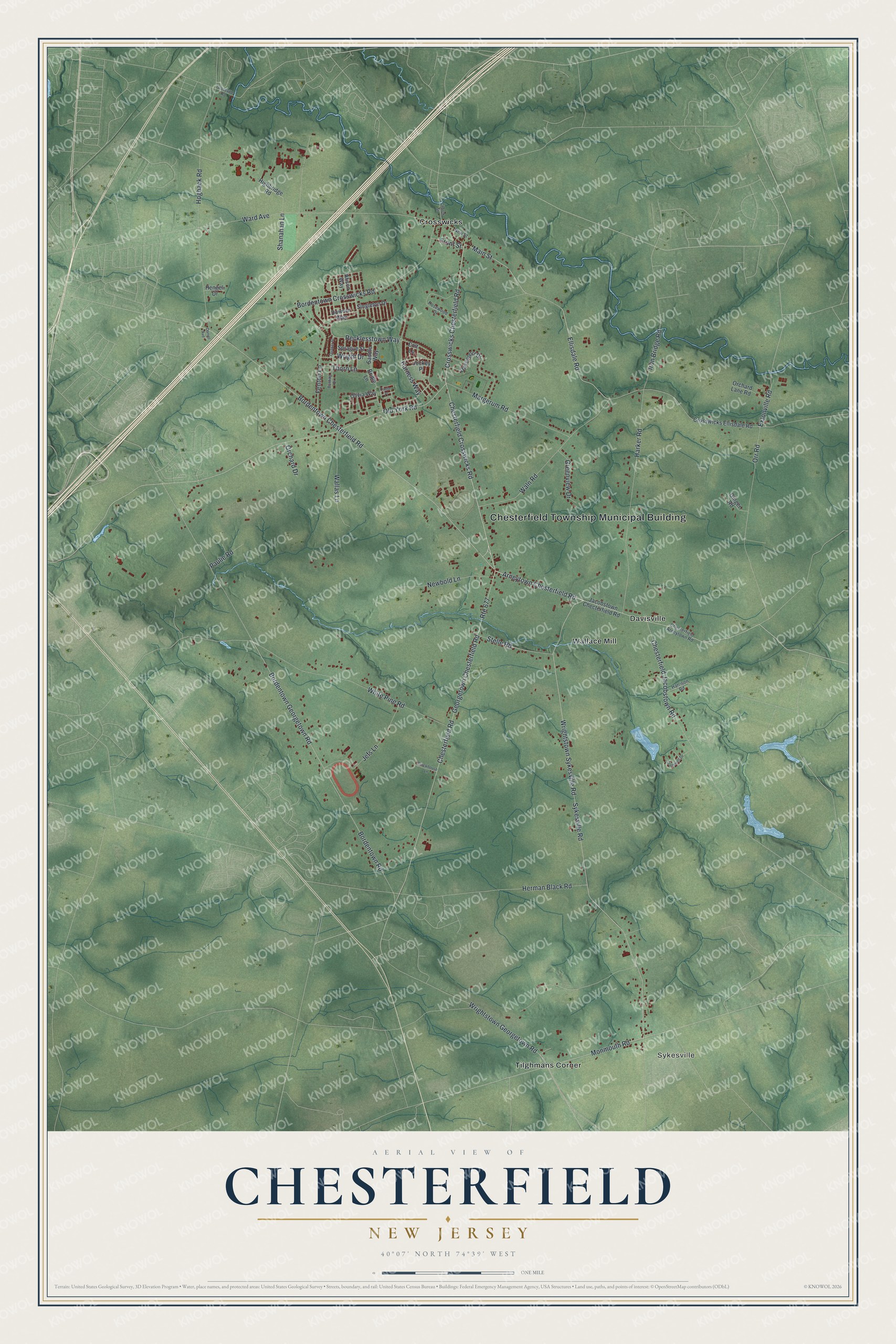 Watermarked full-map preview of Chesterfield, New Jersey