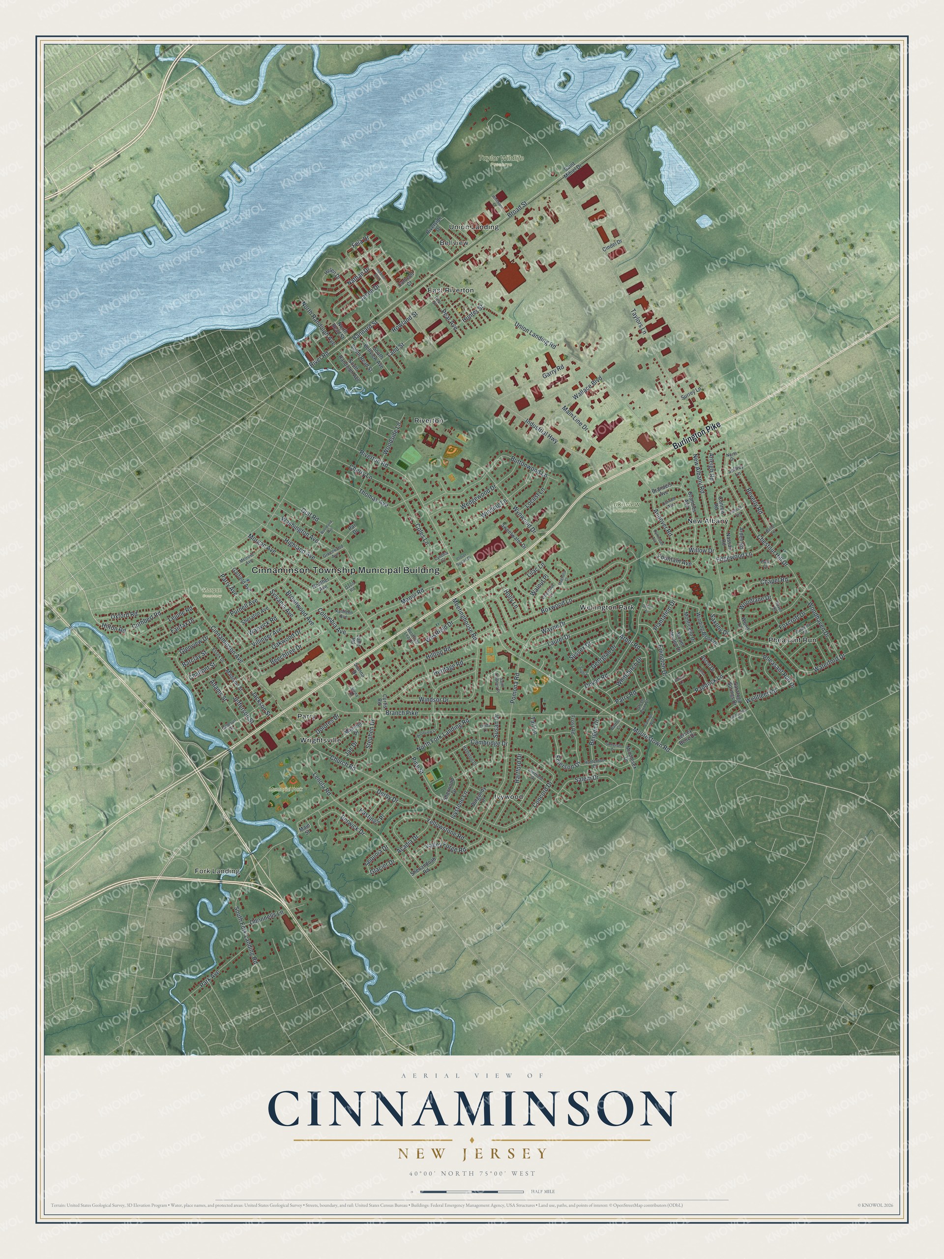 Watermarked full-map preview of Cinnaminson, New Jersey