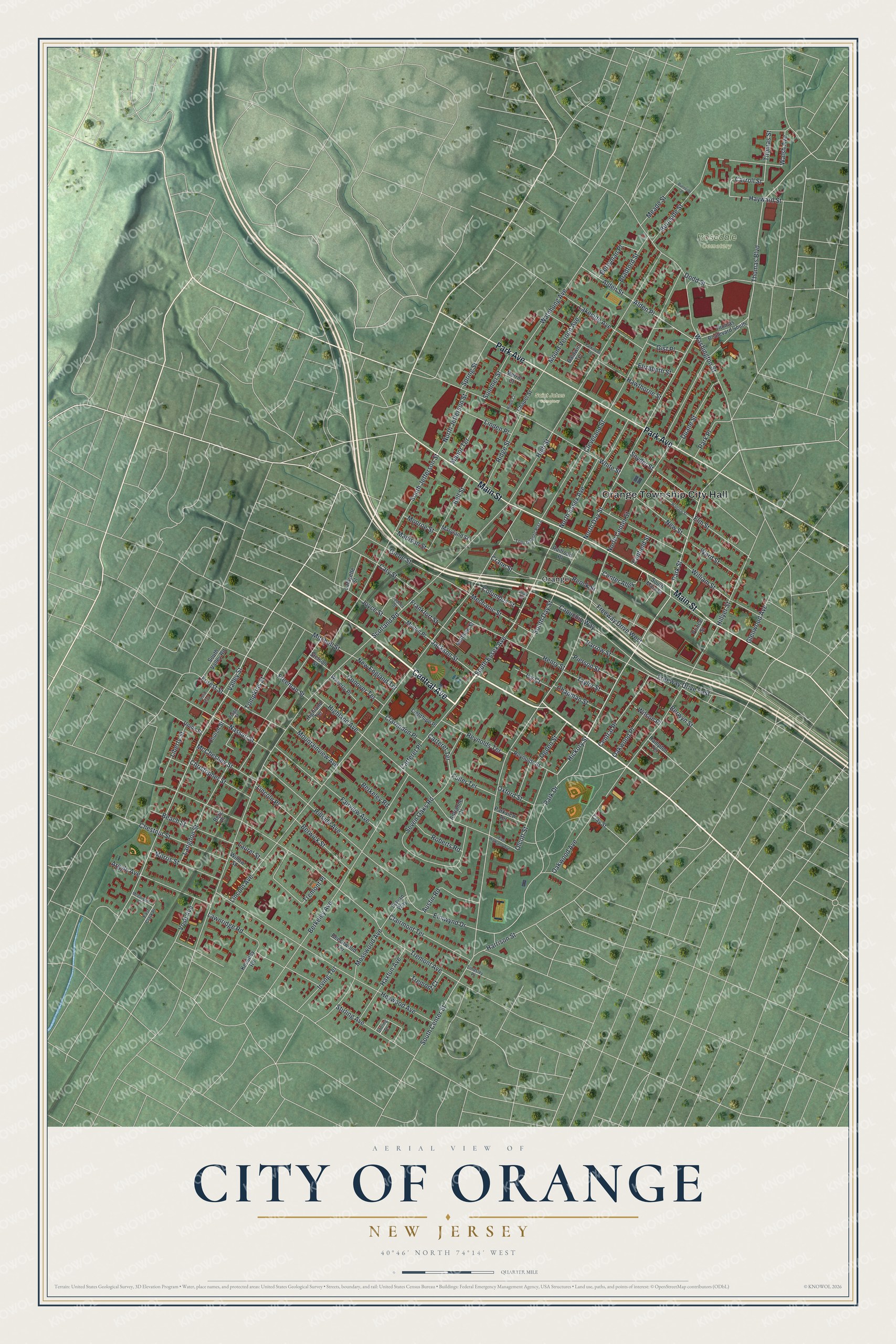 Watermarked full-map preview of City of Orange, New Jersey