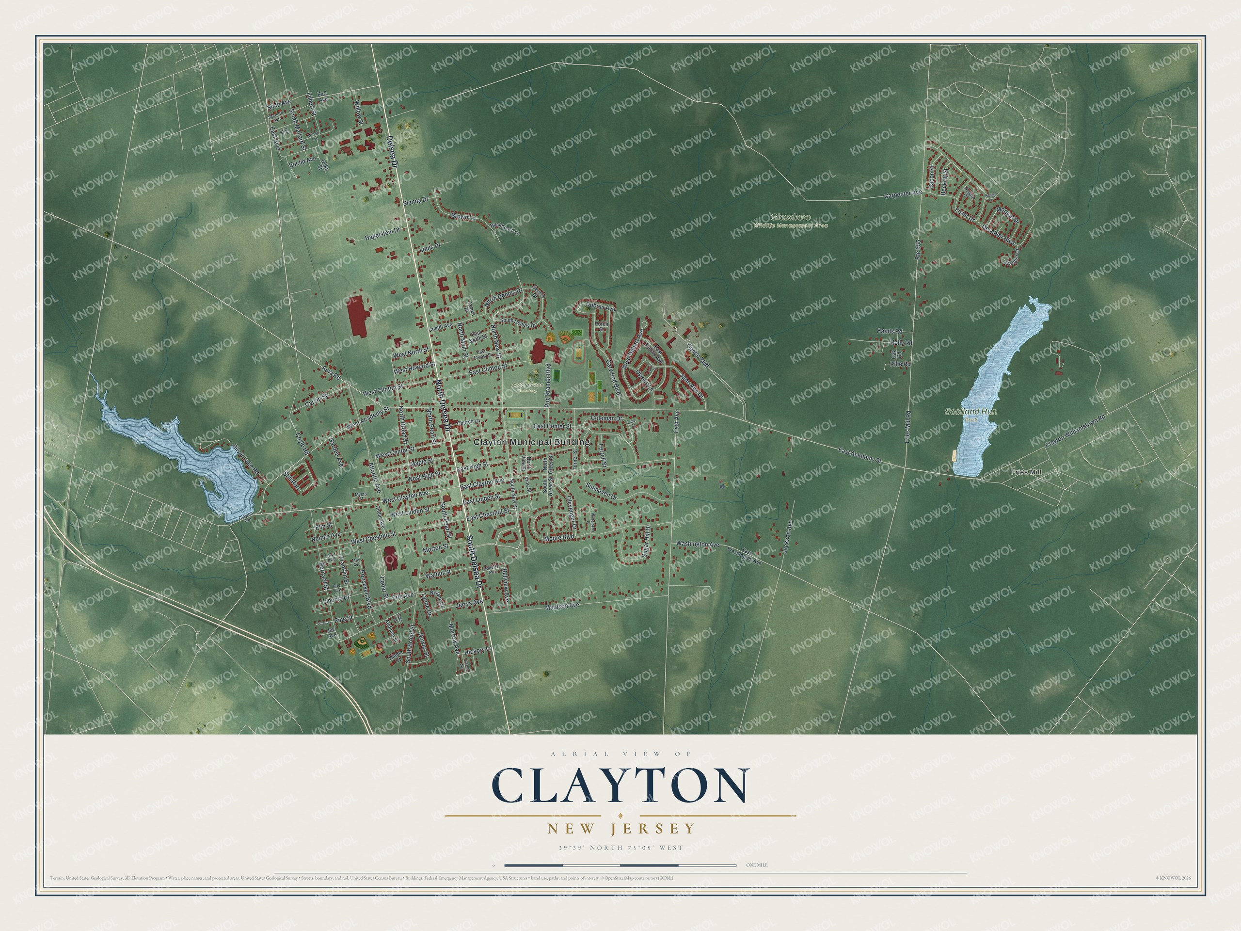Watermarked full-map preview of Clayton, New Jersey
