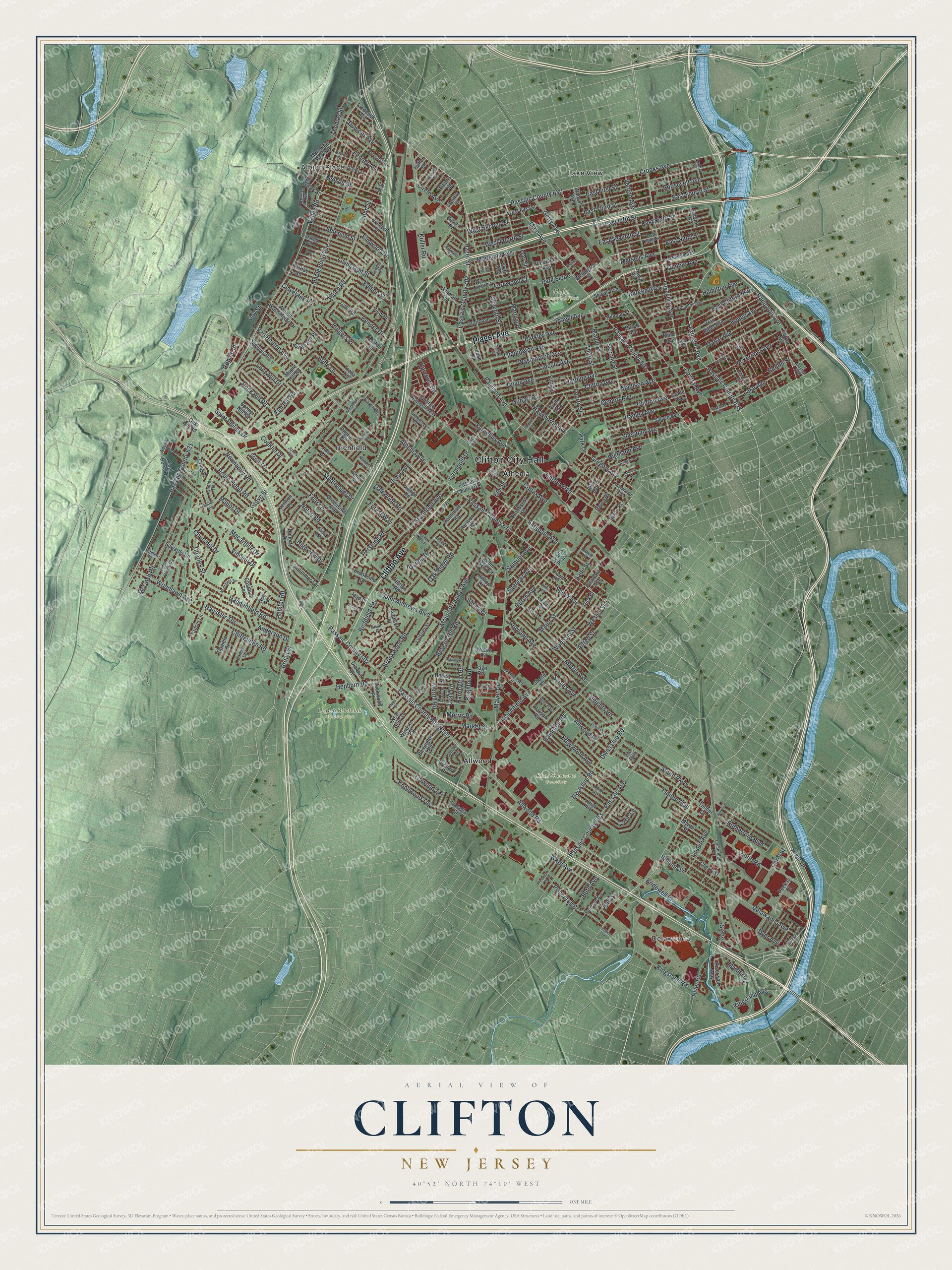 Watermarked full-map preview of Clifton, New Jersey