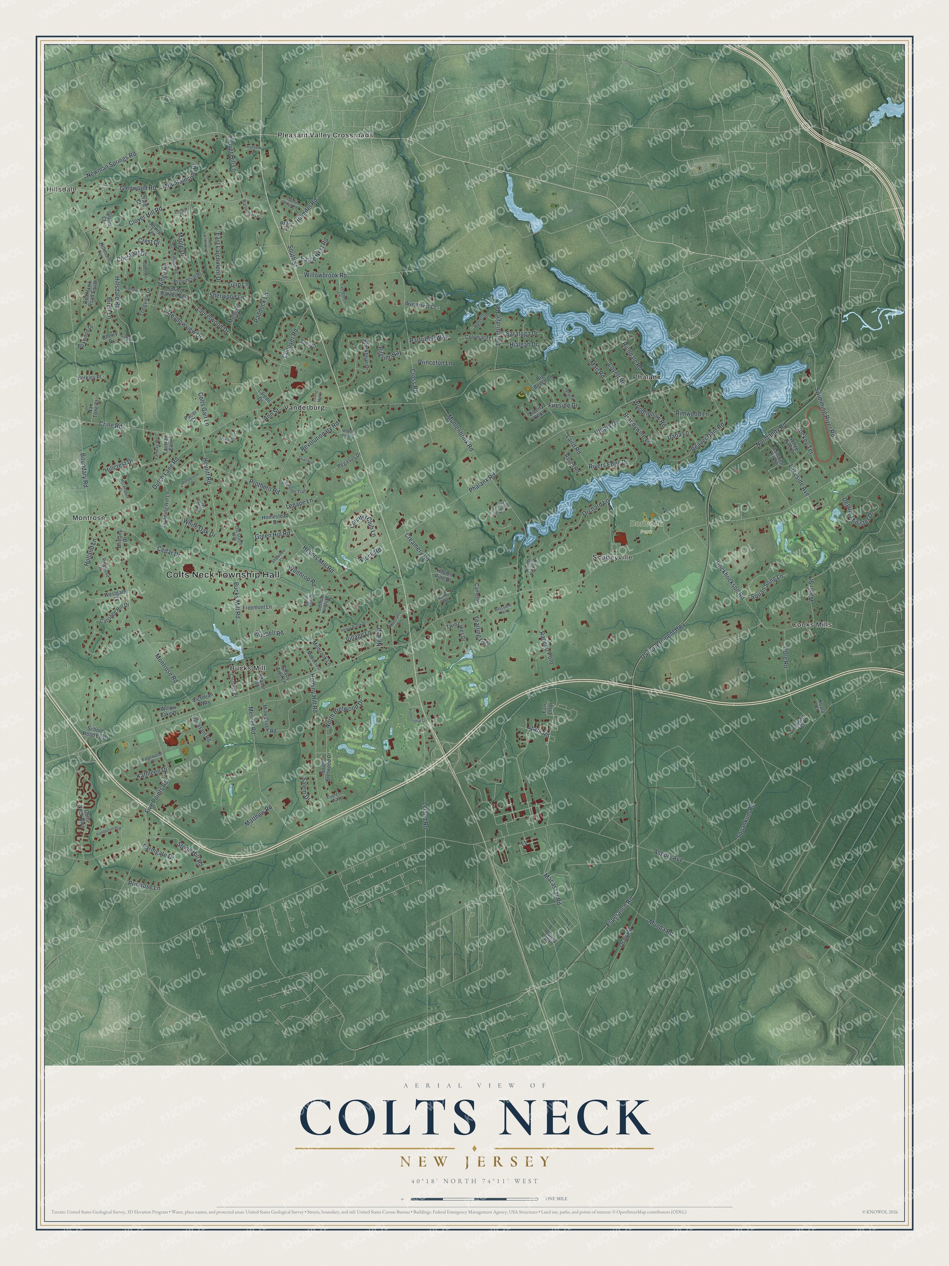 Watermarked full-map preview of Colts Neck, New Jersey