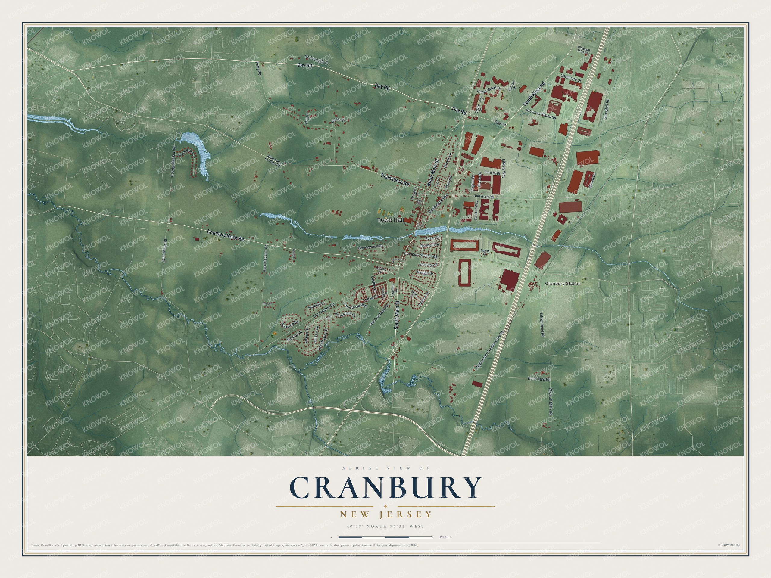 Watermarked full-map preview of Cranbury, New Jersey