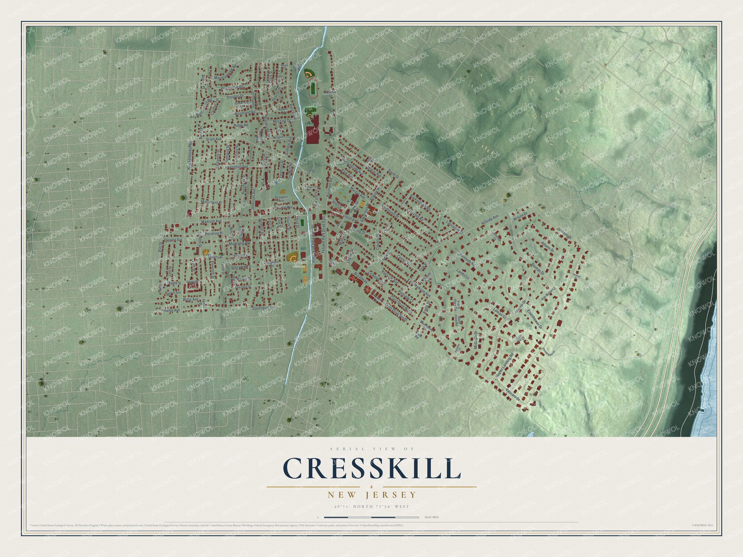 Watermarked full-map preview of Cresskill, New Jersey