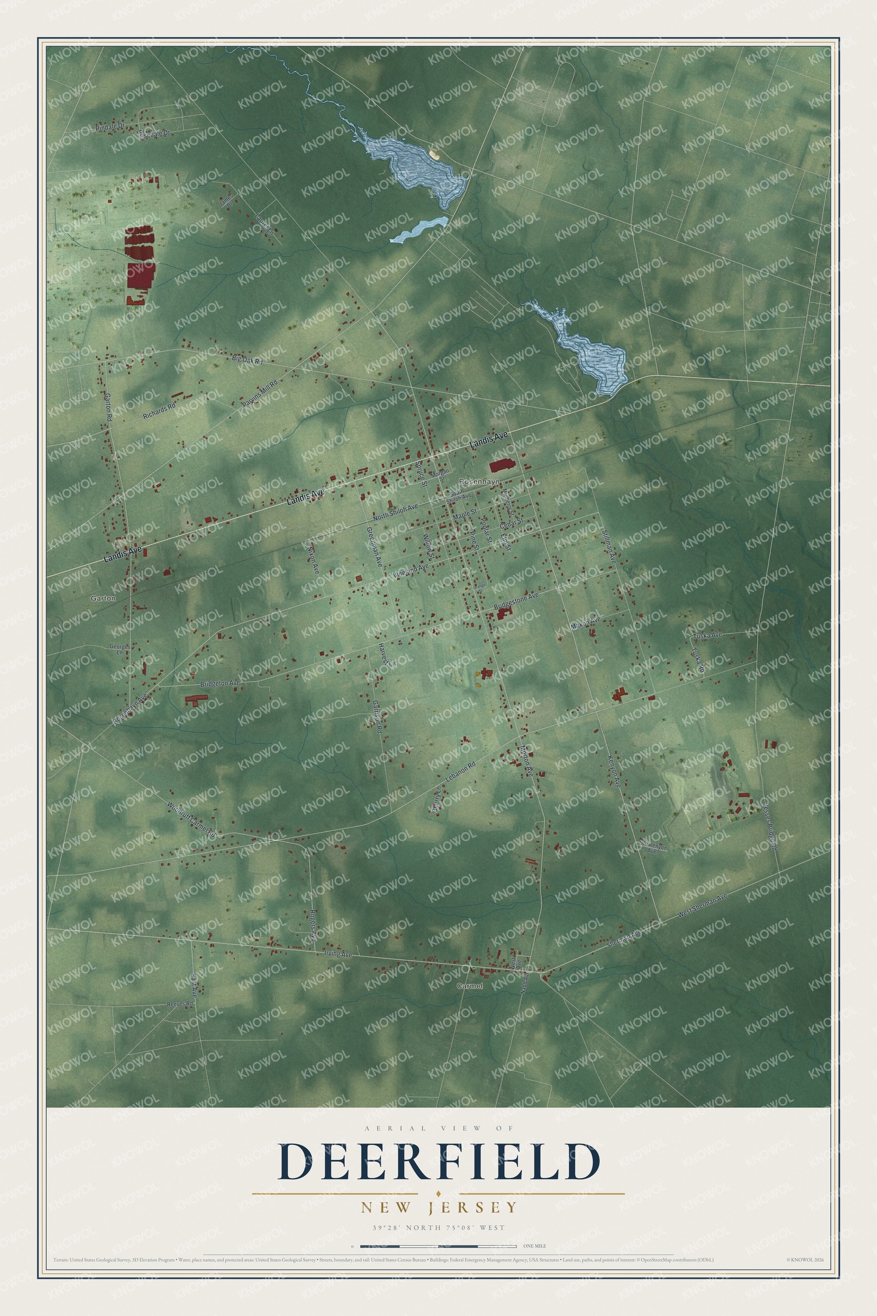 Watermarked full-map preview of Deerfield, New Jersey
