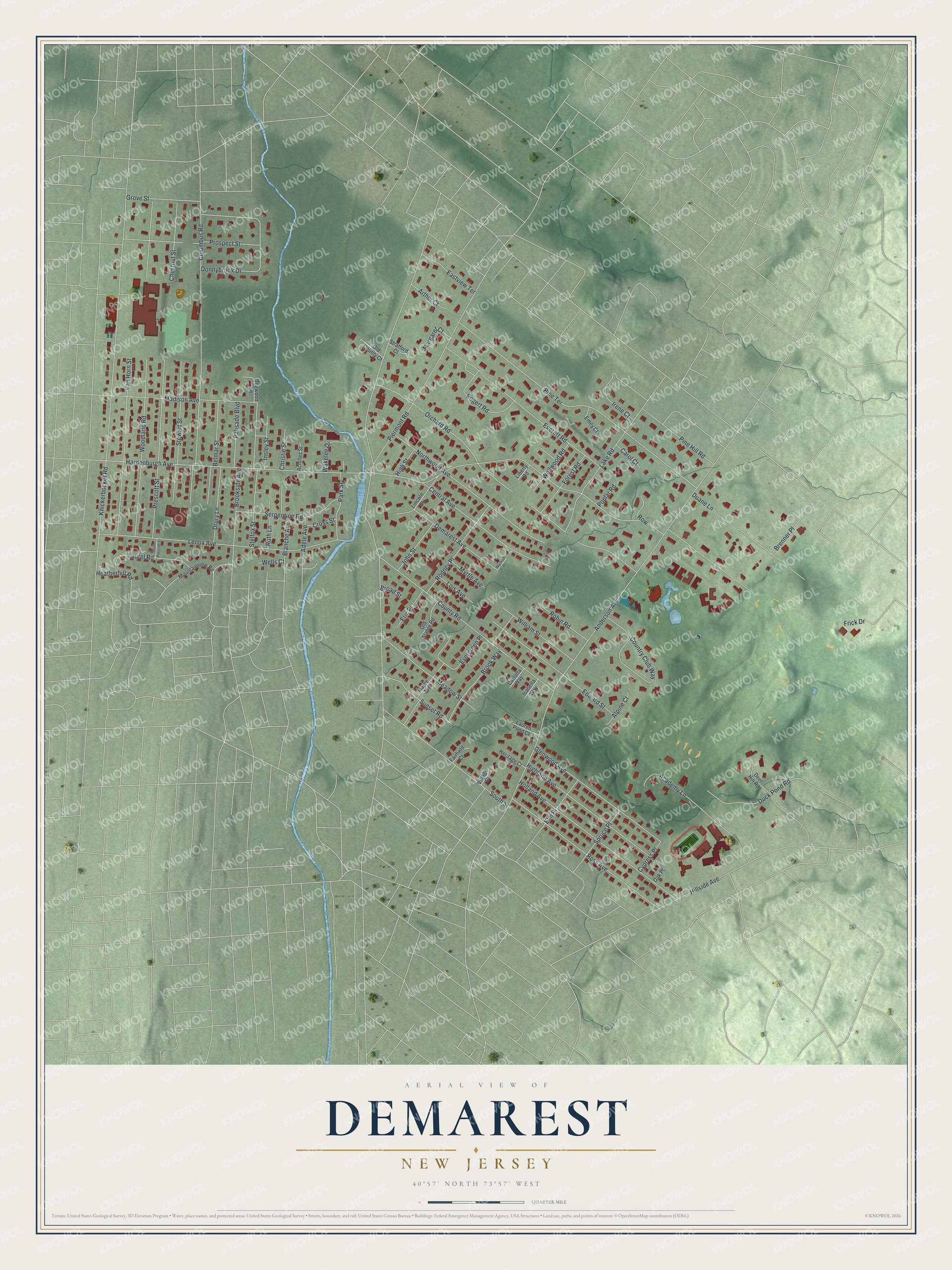 Watermarked full-map preview of Demarest, New Jersey