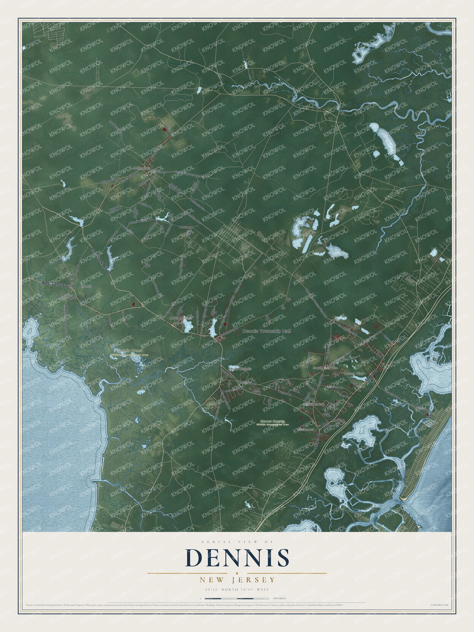 Watermarked full-map preview of Dennis, New Jersey