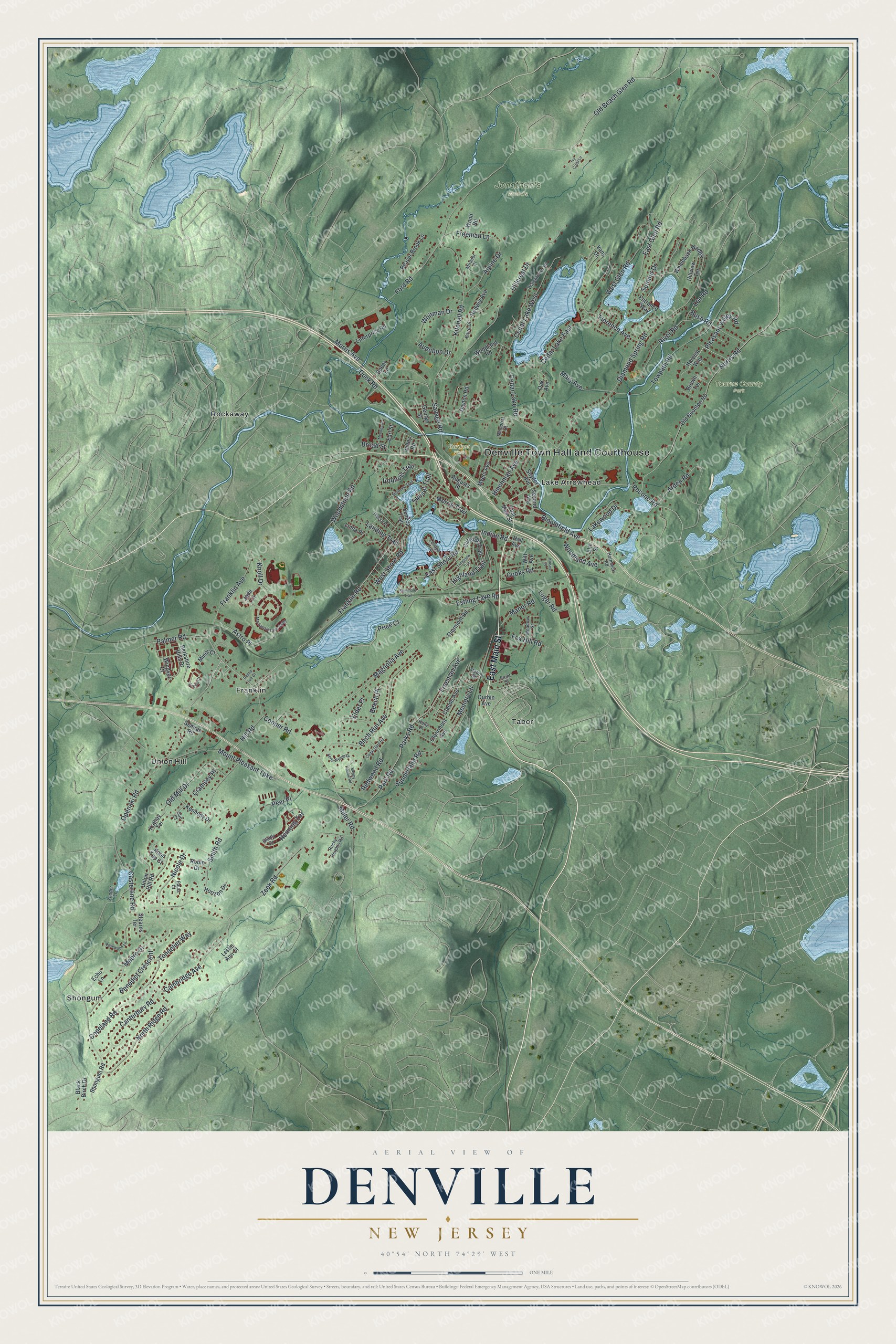 Watermarked full-map preview of Denville, New Jersey