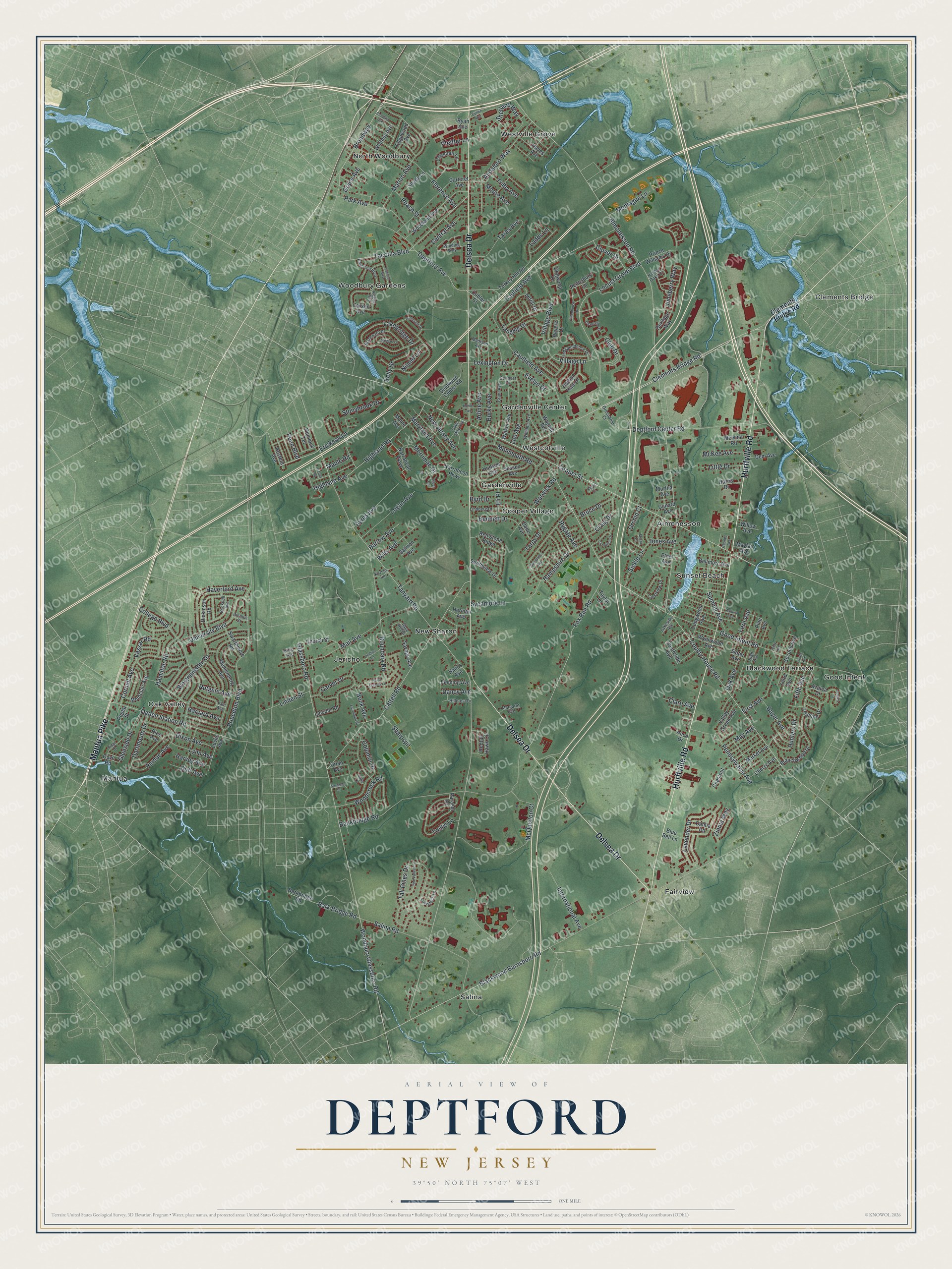 Watermarked full-map preview of Deptford, New Jersey
