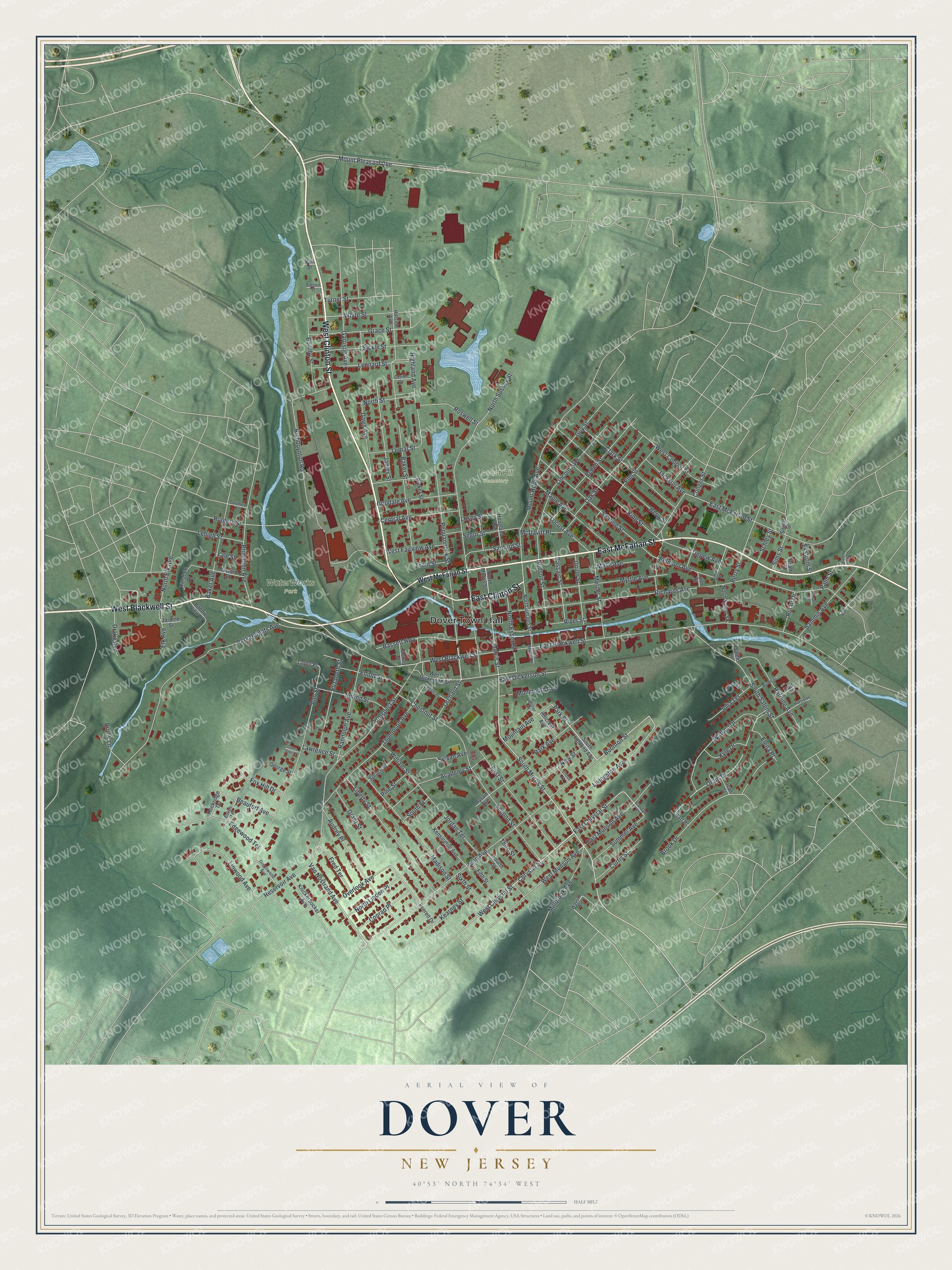 Watermarked full-map preview of Dover, New Jersey