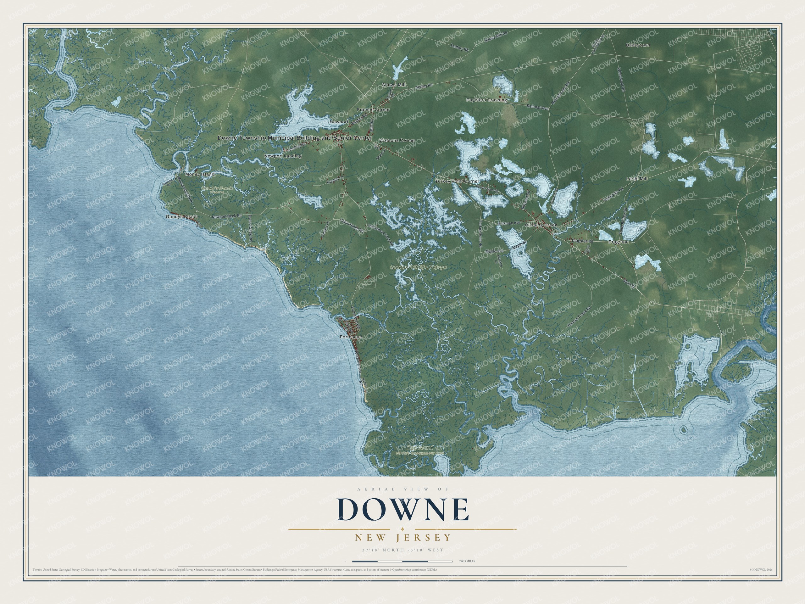Watermarked full-map preview of Downe, New Jersey