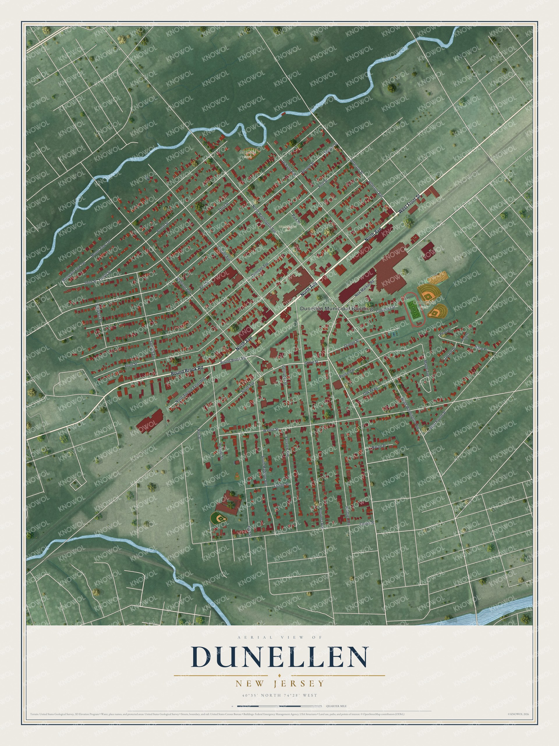 Watermarked full-map preview of Dunellen, New Jersey