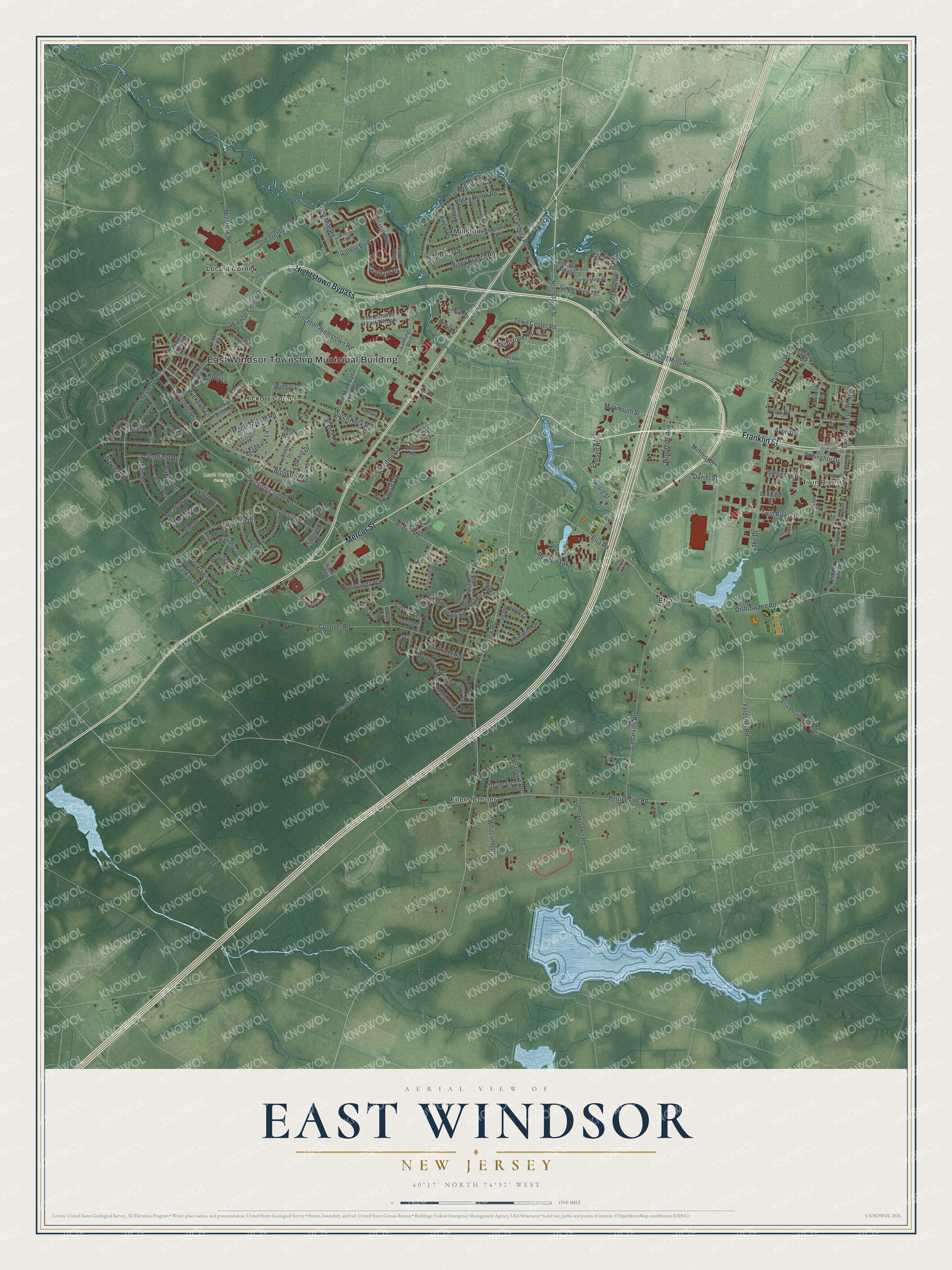 Watermarked full-map preview of East Windsor, New Jersey